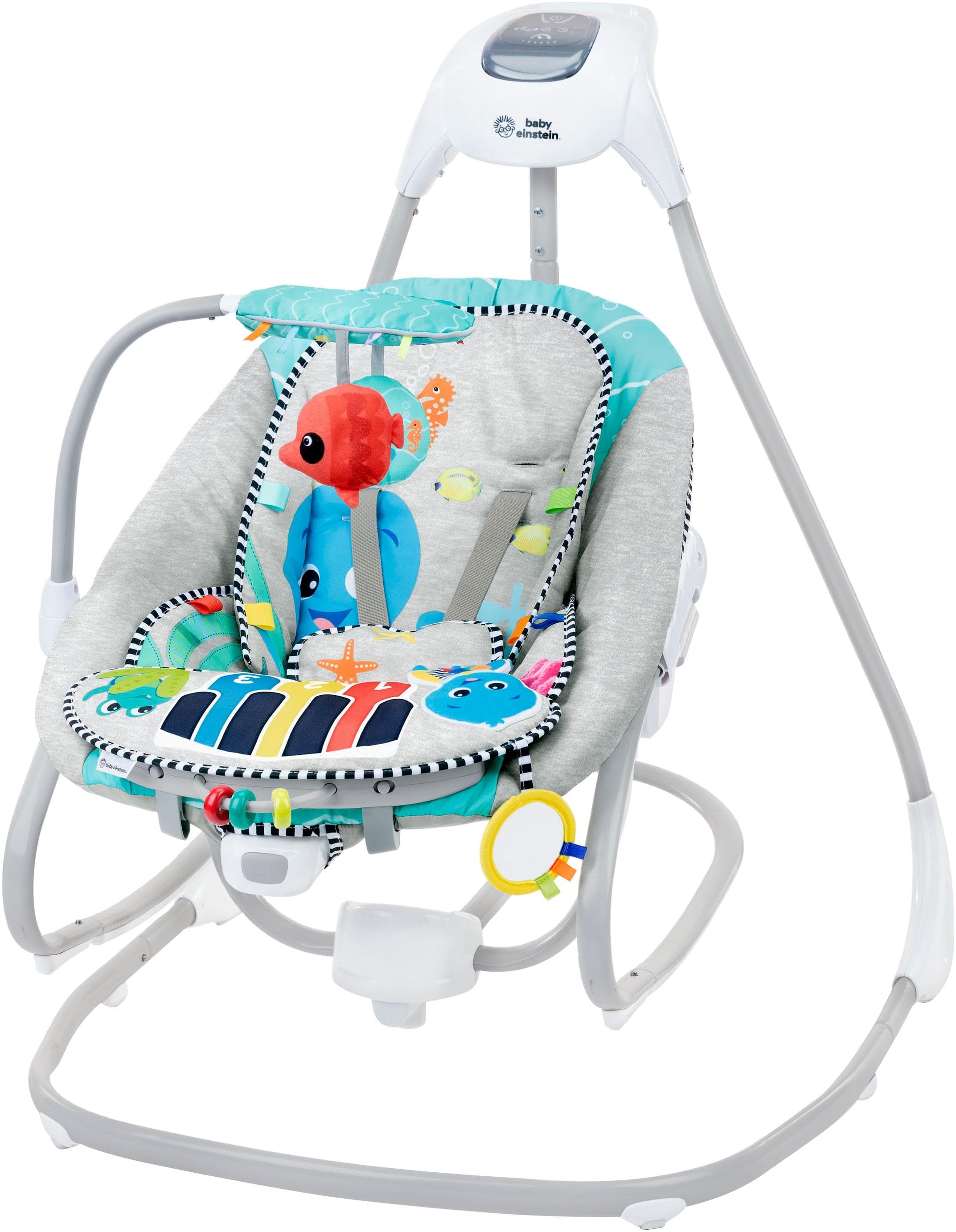 Baby Einstein Babywippe Kick to It 4-in-1 Musical Swing & Rocker Grau