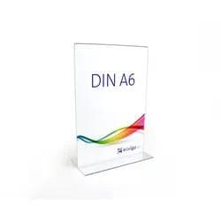 Tischaufsteller »T-Ständer« DIN A6 hoch, glasklarer PS-Kunststoff