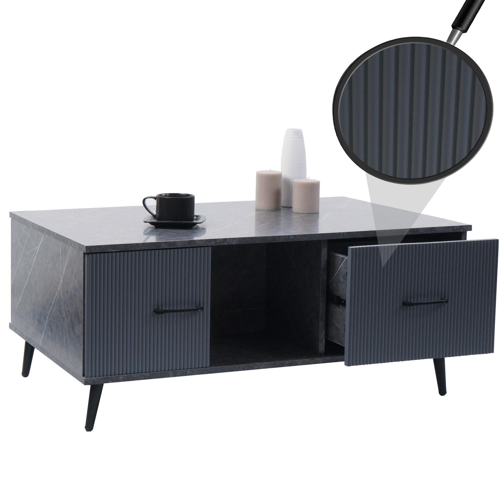 Couchtisch MCW-N89 Beistelltisch Sofatisch Melamin Holz Marmor-Optik Grau