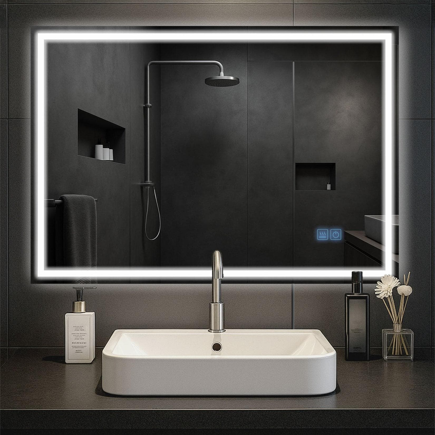 CLP Badspiegel Jaffrey mit LED-Beleuchtung, Bluetooth & Anti-Beschlag