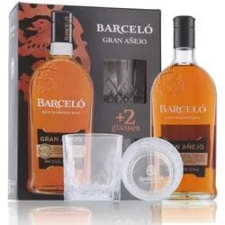 Barceló Gran Añejo Rum 37,5% Vol. 0,7l in Geschenkbox mit 2 Gläsern