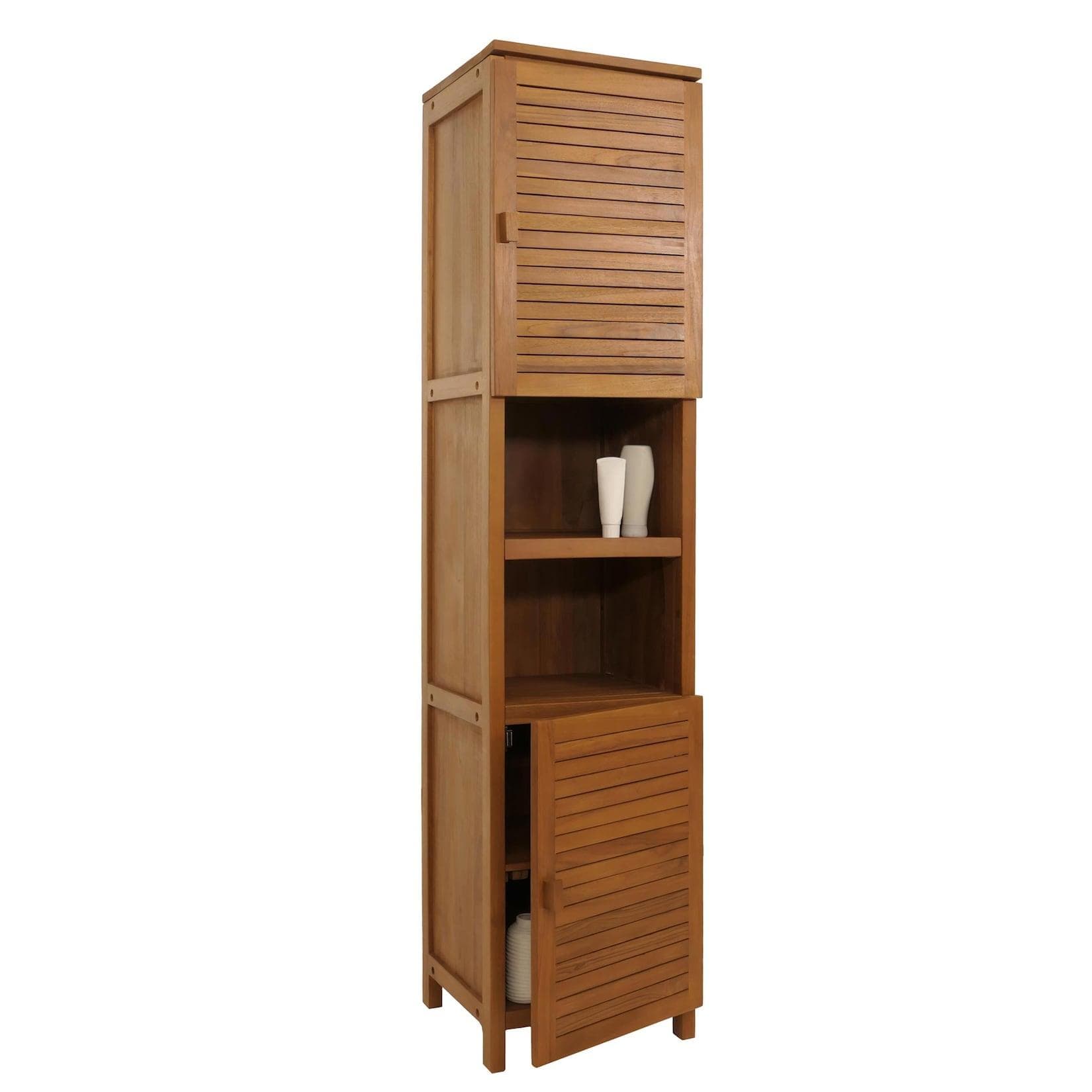 Teak-Hochschrank MCW-M87 Badschrank Badregal Badezimmer