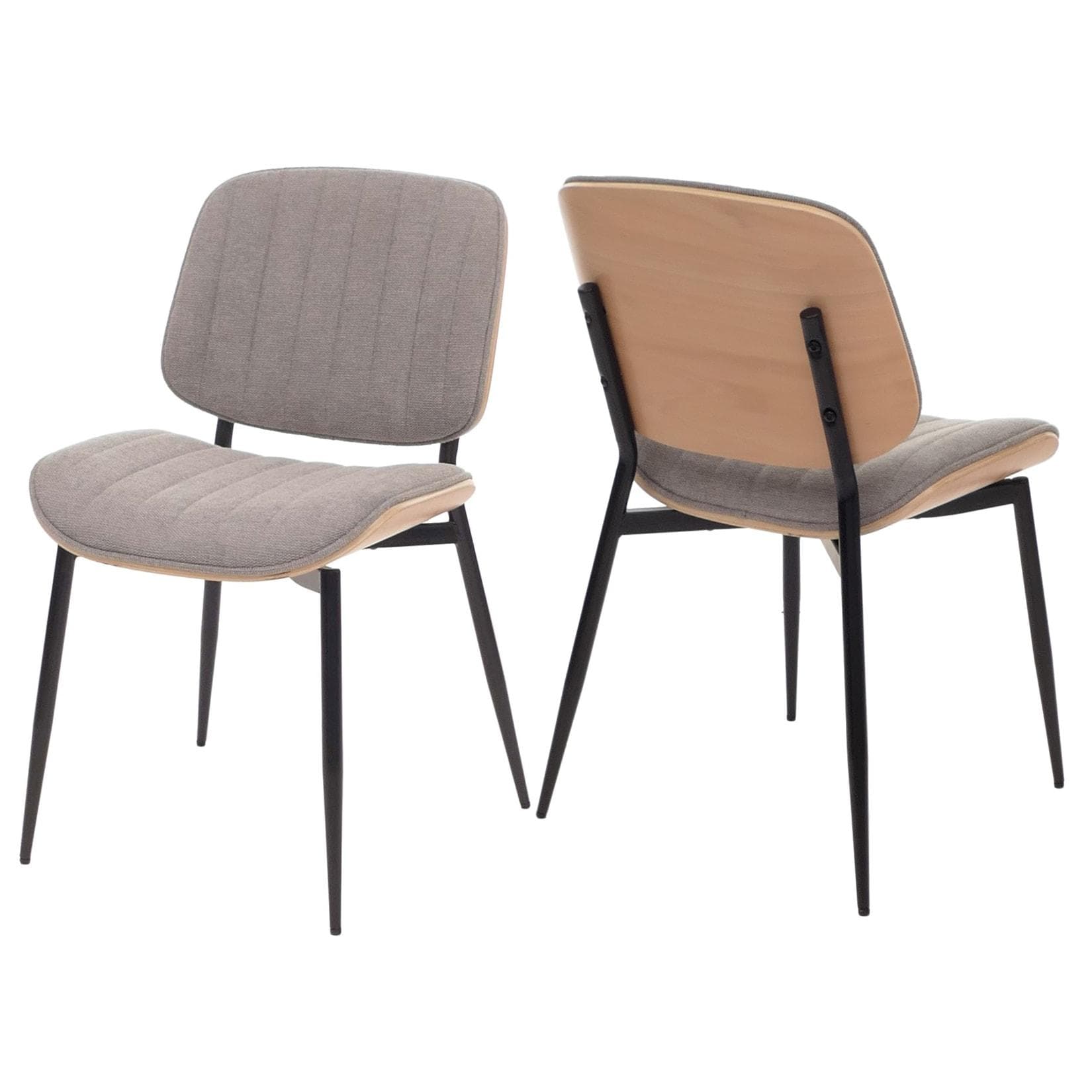 2er-Set Esszimmerstuhl MCW-O44 Bugholz Stoff Natur Hellgrau