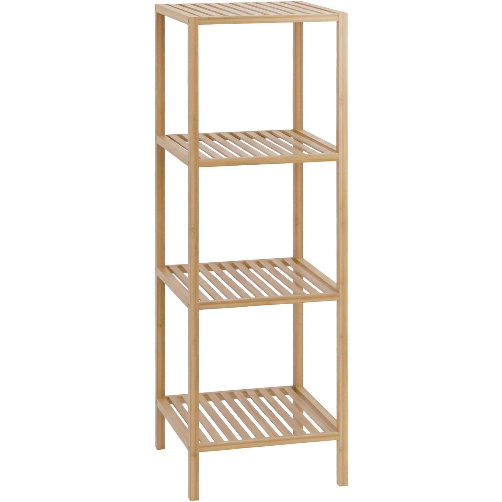 CLP Badregal Bambus Zinnien, Holzregal Badezimmer schmal, Küchenregal stabil und belastbar, Tragfähigkeit 10 kg pro Regalboden