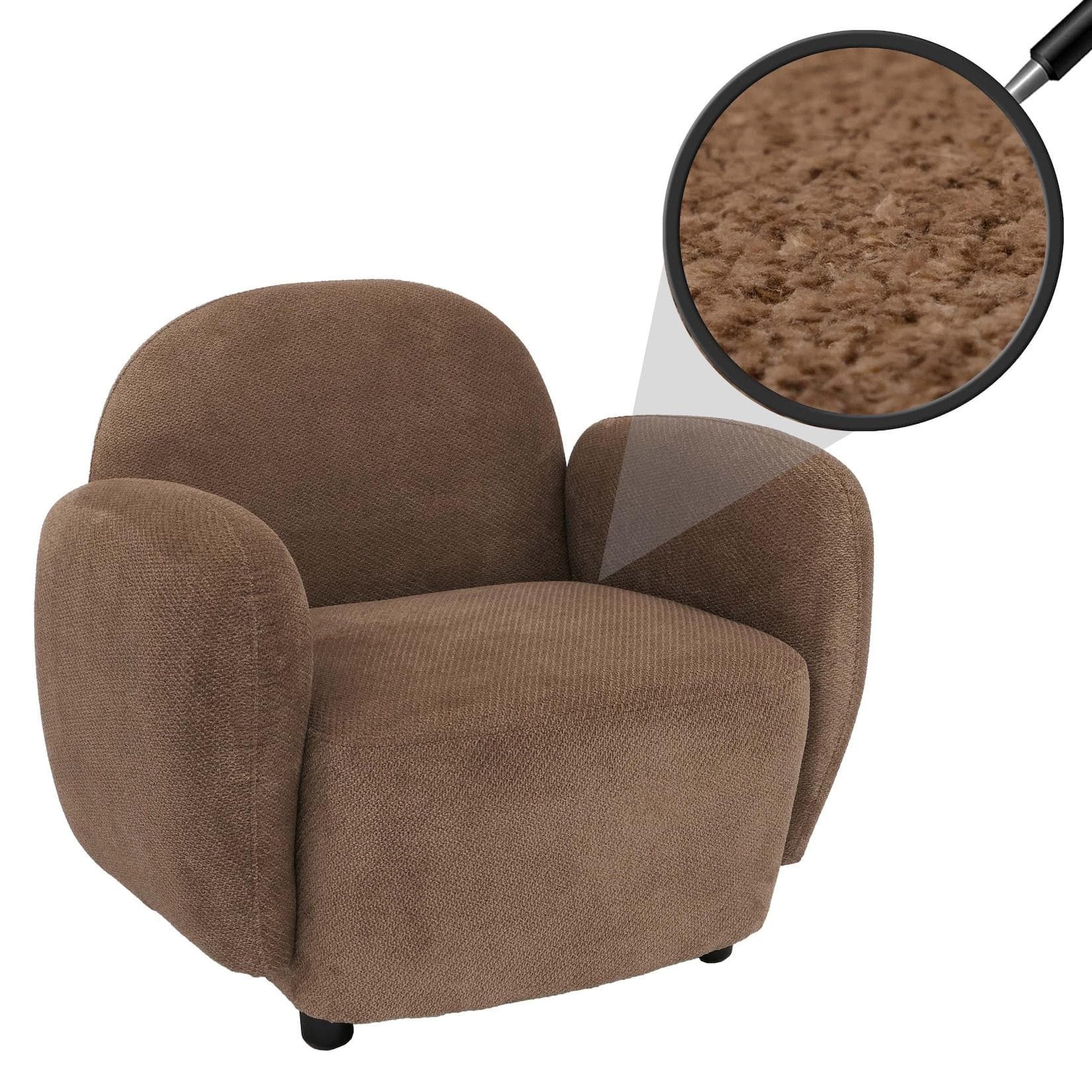 Sessel MCW-P33 Lounge-/Relax-/Cocktailsessel Polstersessel Stoff/Textil Chenille 330 g/m² Öko-Tex Braun