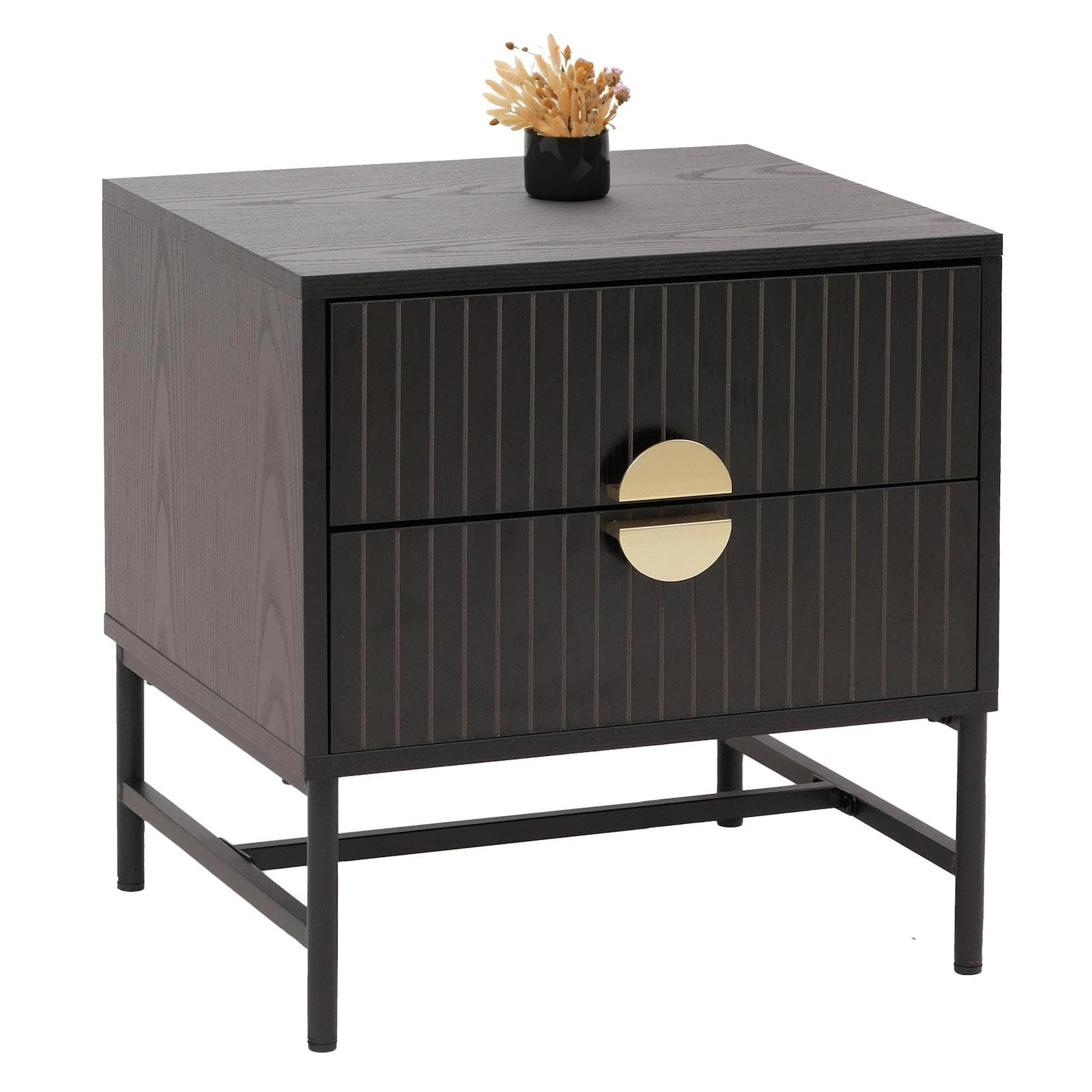 Nachttisch MCW-O39 Beistelltisch Nachtschrank MCW Holzoptik Schwarz
