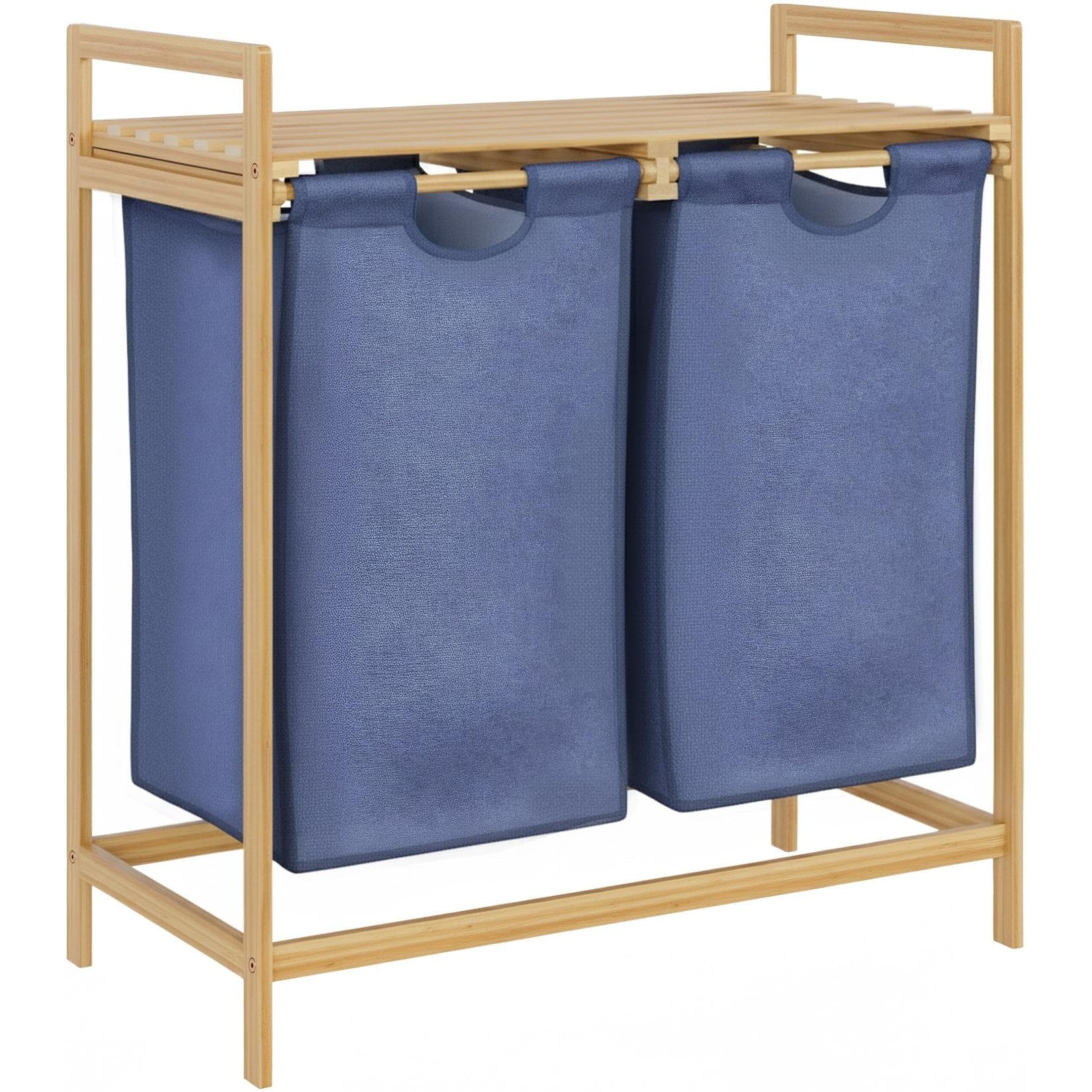 CLP Wäschebox für Schmutzwäsche 2 Fächer Sussina, Wäscheregal Holz mit Bambusrahmen