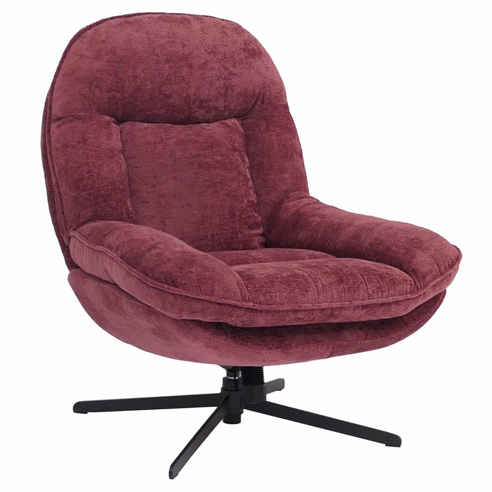 Relaxsessel MCW-P32 Fernsehsessel Nosagfederung Polstersessel Drehbar Metall Stoff/Textil Chenille Beere