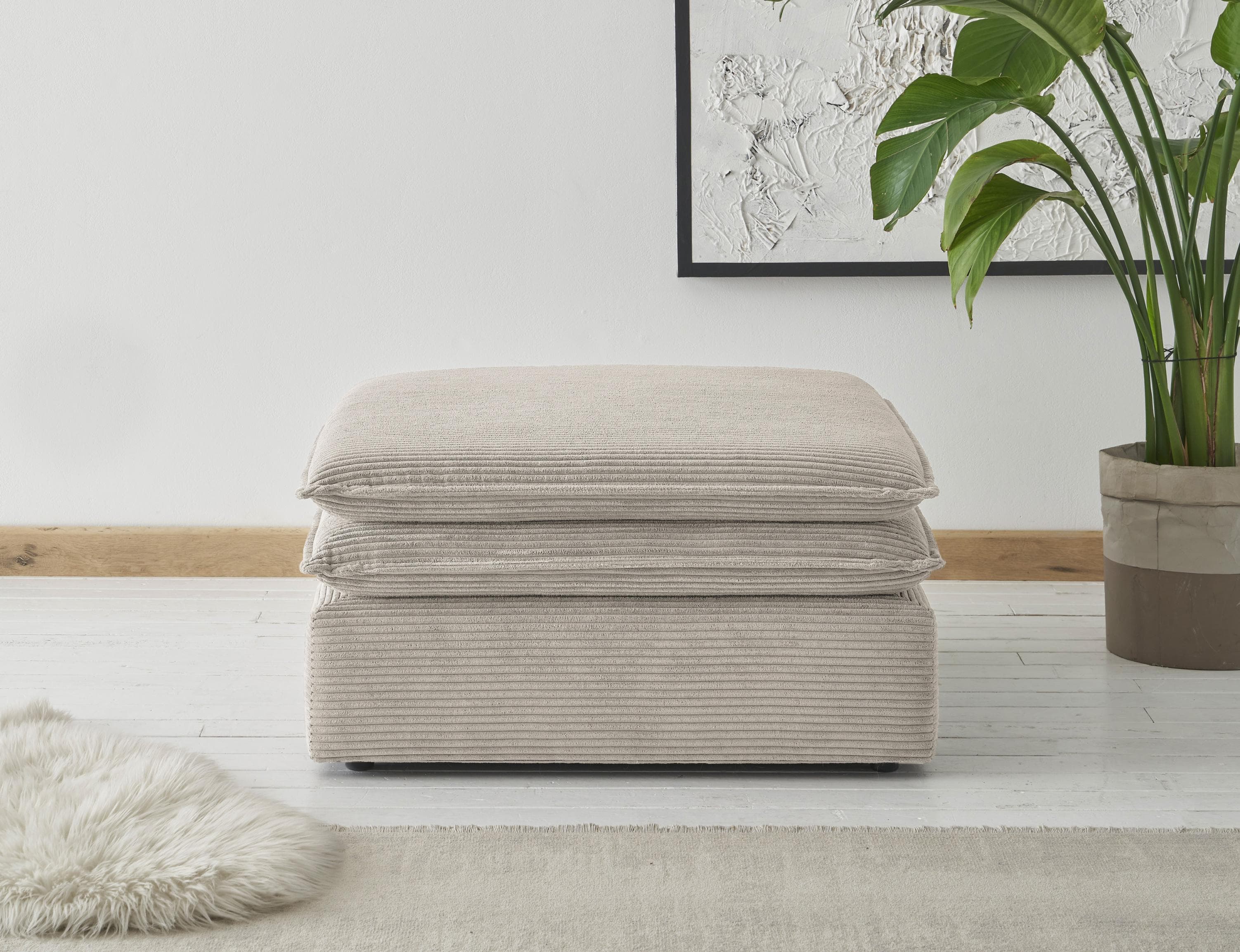 Hocker HOME AFFAIRE PIAGGE Beige Webvelours