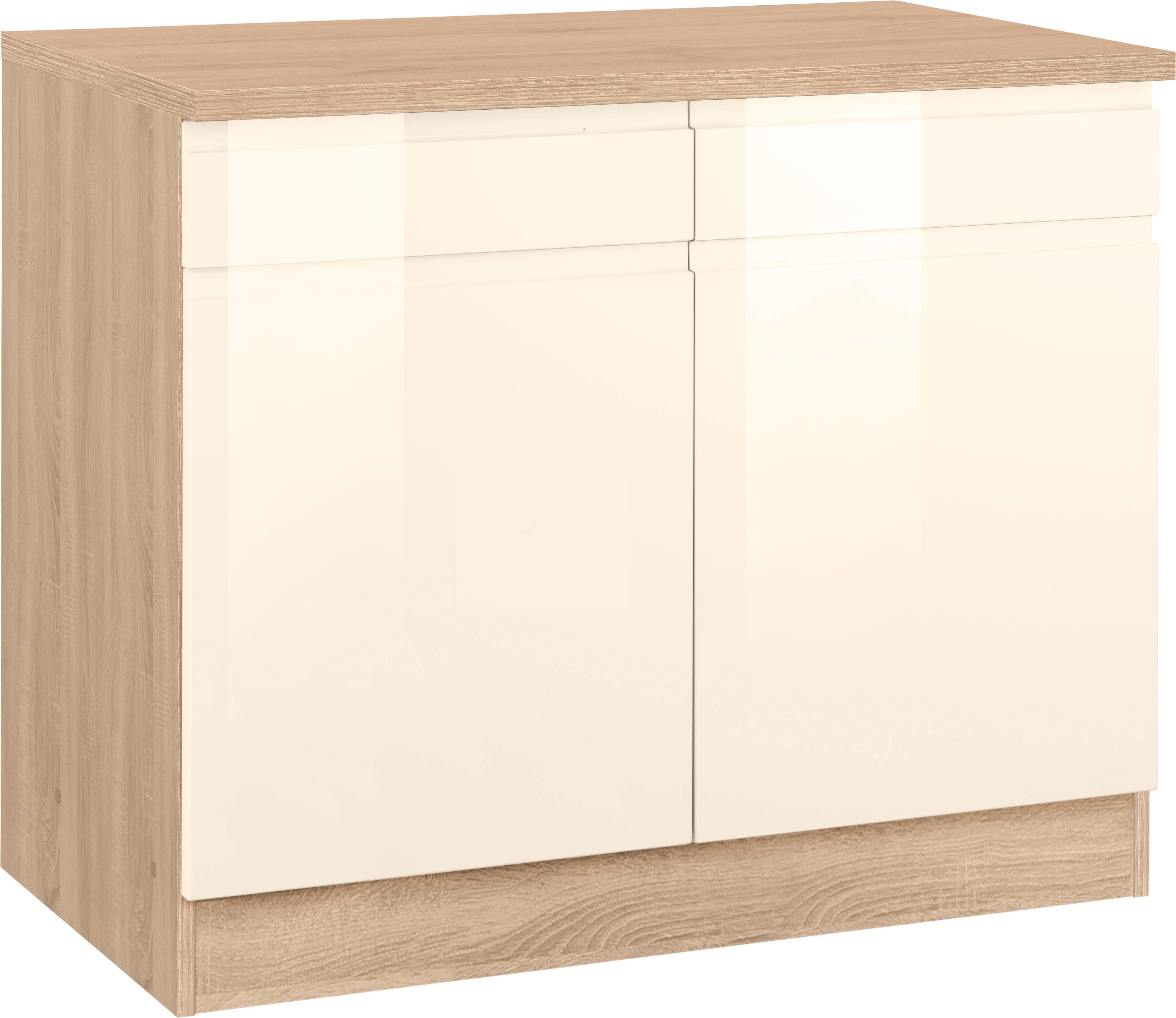 Unterschrank KS-Virginia Beige Hochglanz 2 Türen 2 Schubkästen