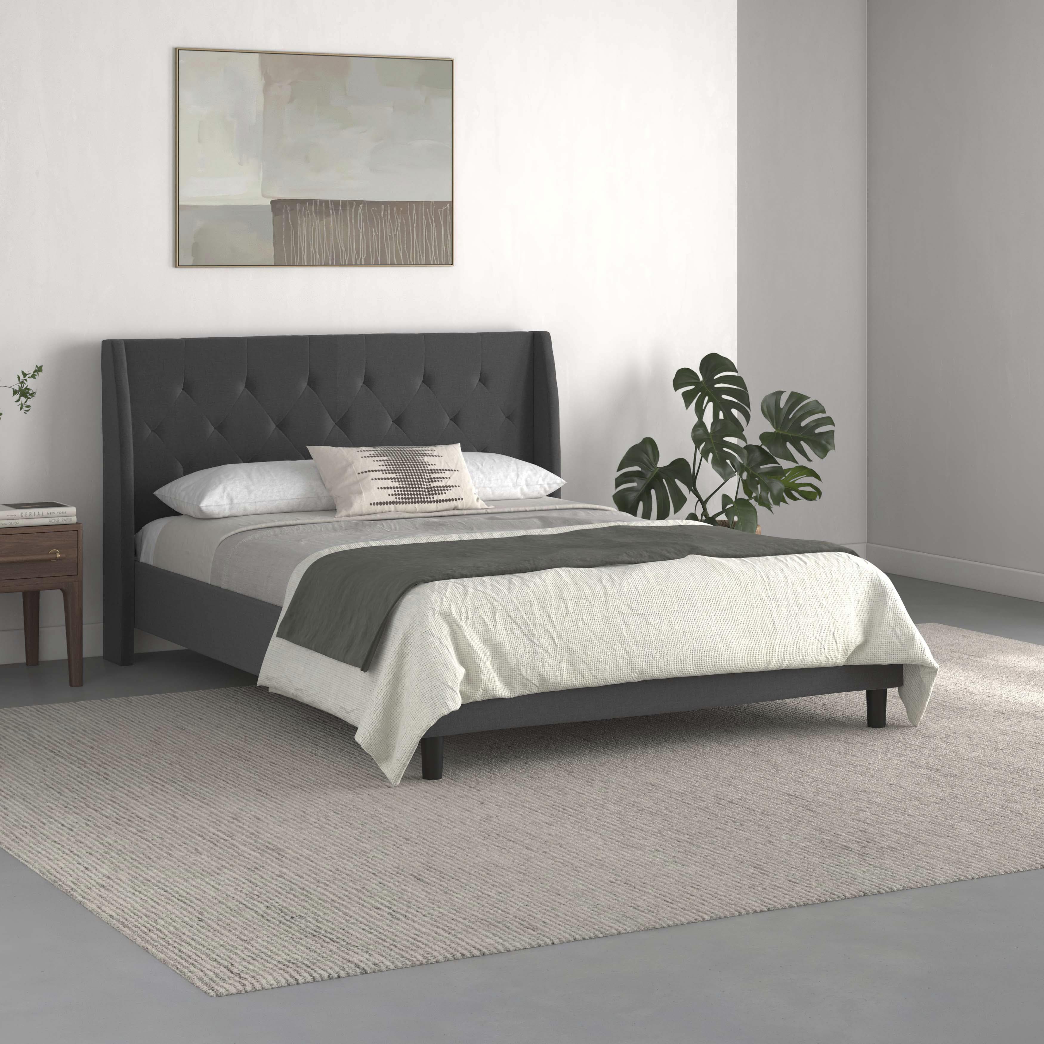 Gepolsterte Komfortbetten mit Rautenheftung | Webstoffbezug