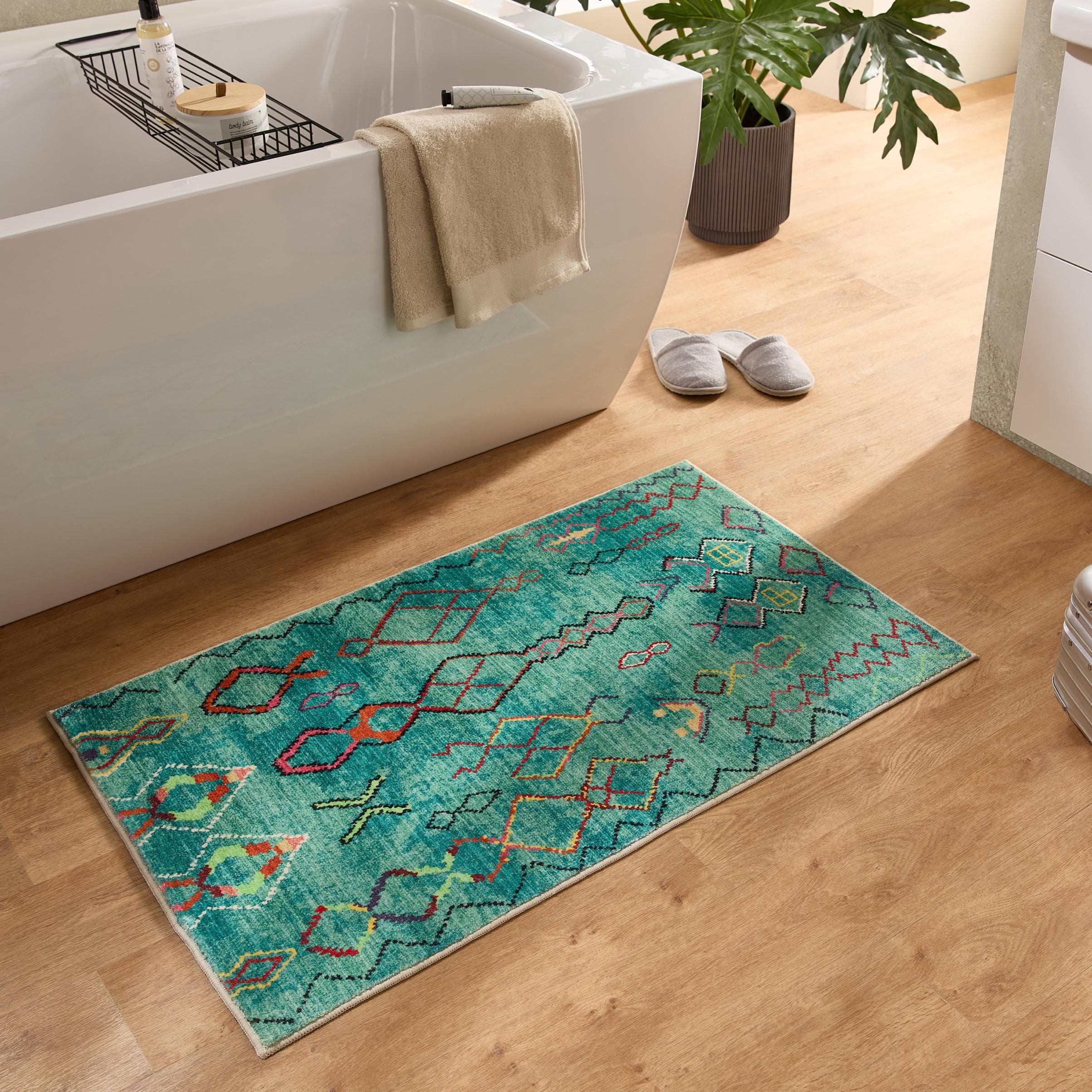 Gino Falcone Ariella Badteppich Blau/Bunt Rauten