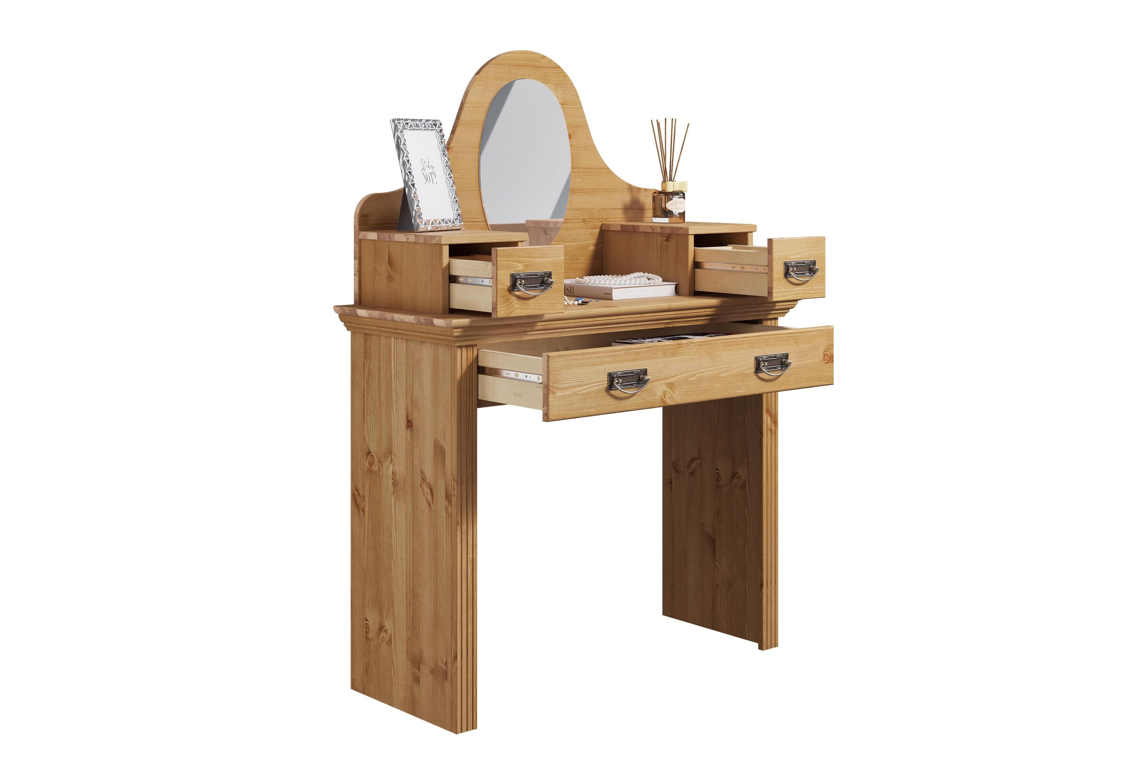 OTTO HOME Schminktisch Konrad Beige Natur Massivholz Spiegel