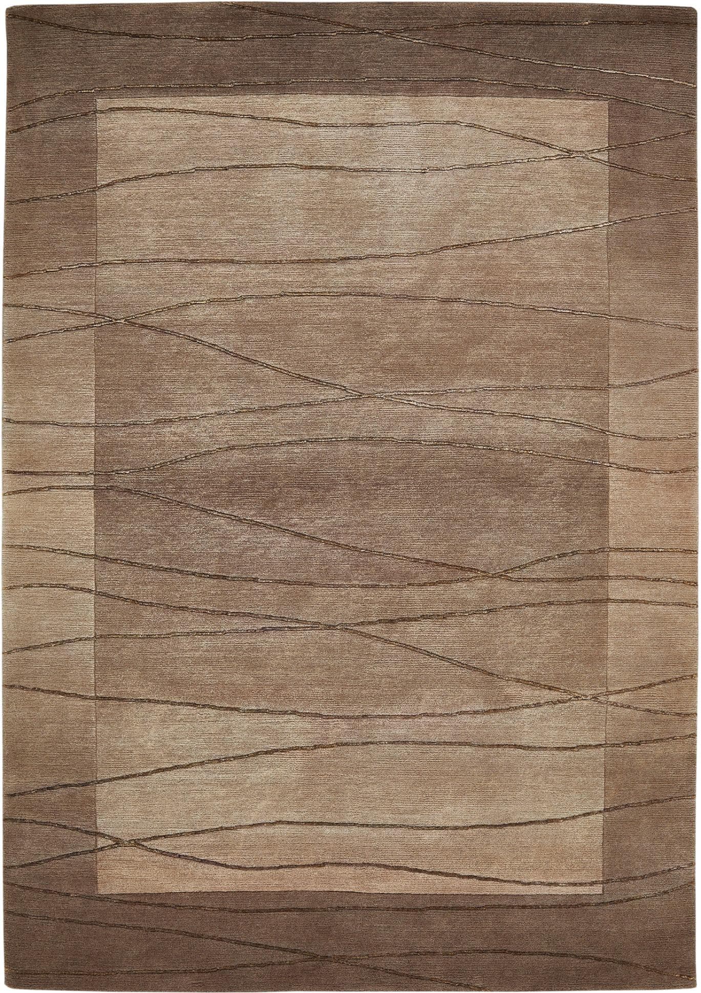 LUXOR Living Wollteppich Lineo Braun Handgeknüpft Nepal