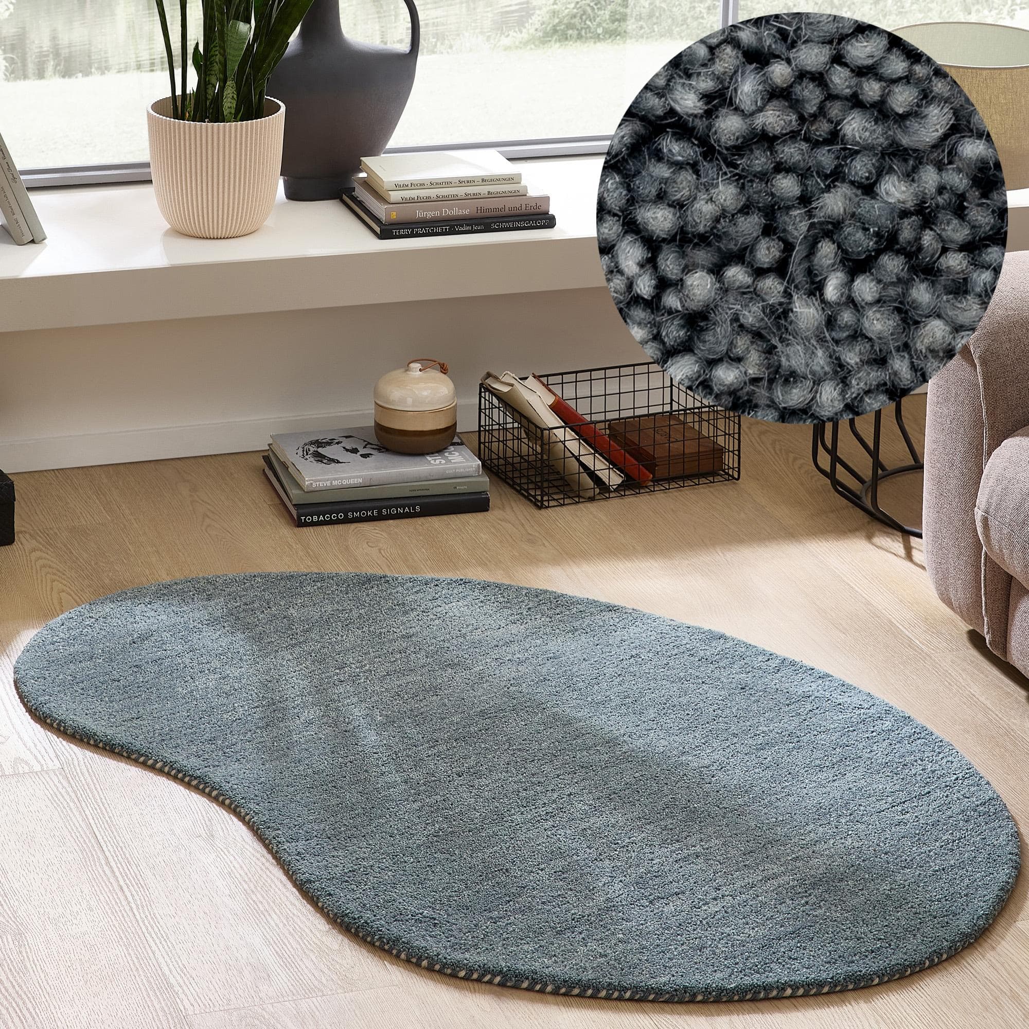 THEKO Wollteppich Gabbeh Grau/Bunt Handgewebt