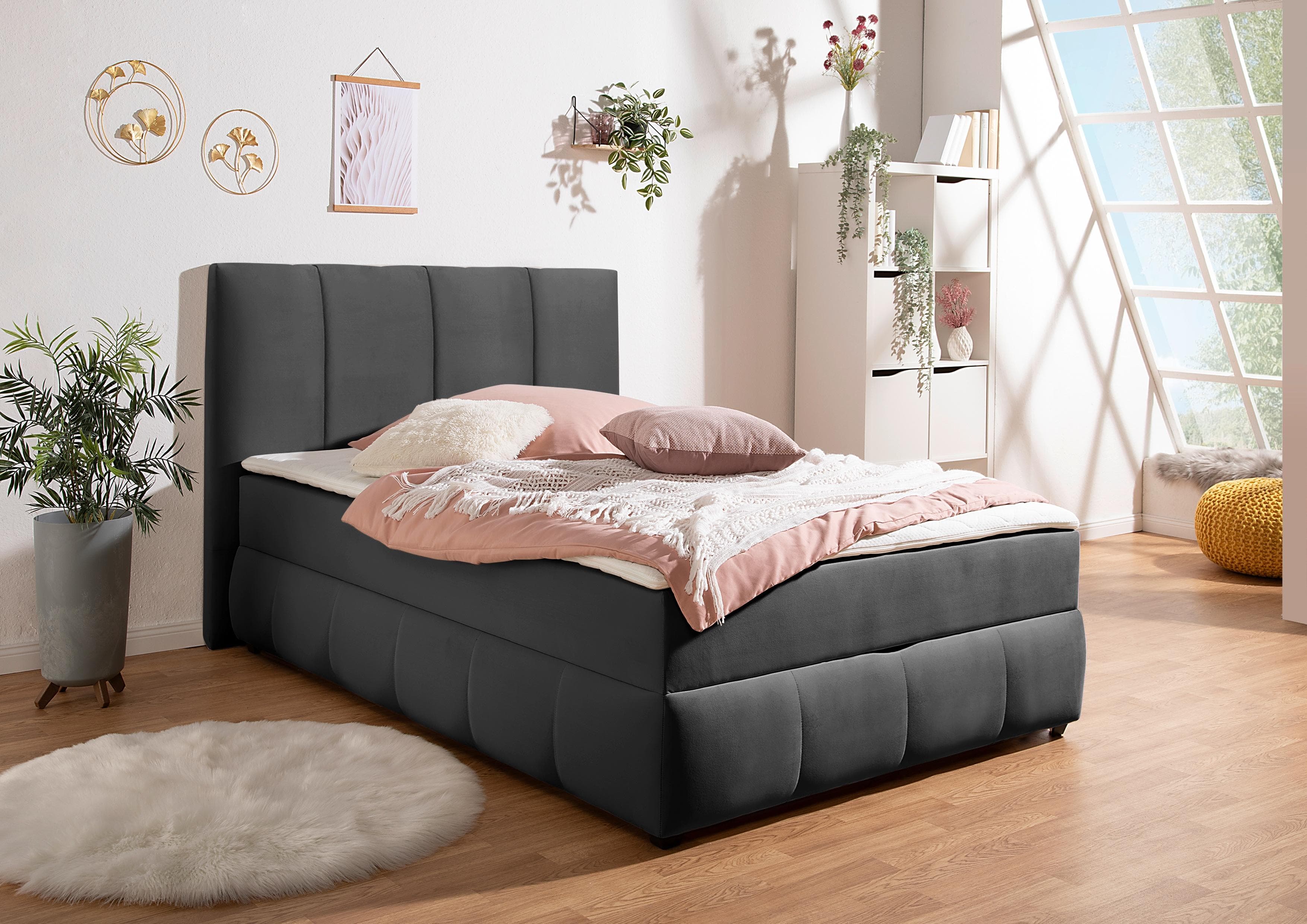 Boxbett OTTO HOME Hartley mit Bettkasten und Topper Anthrazit