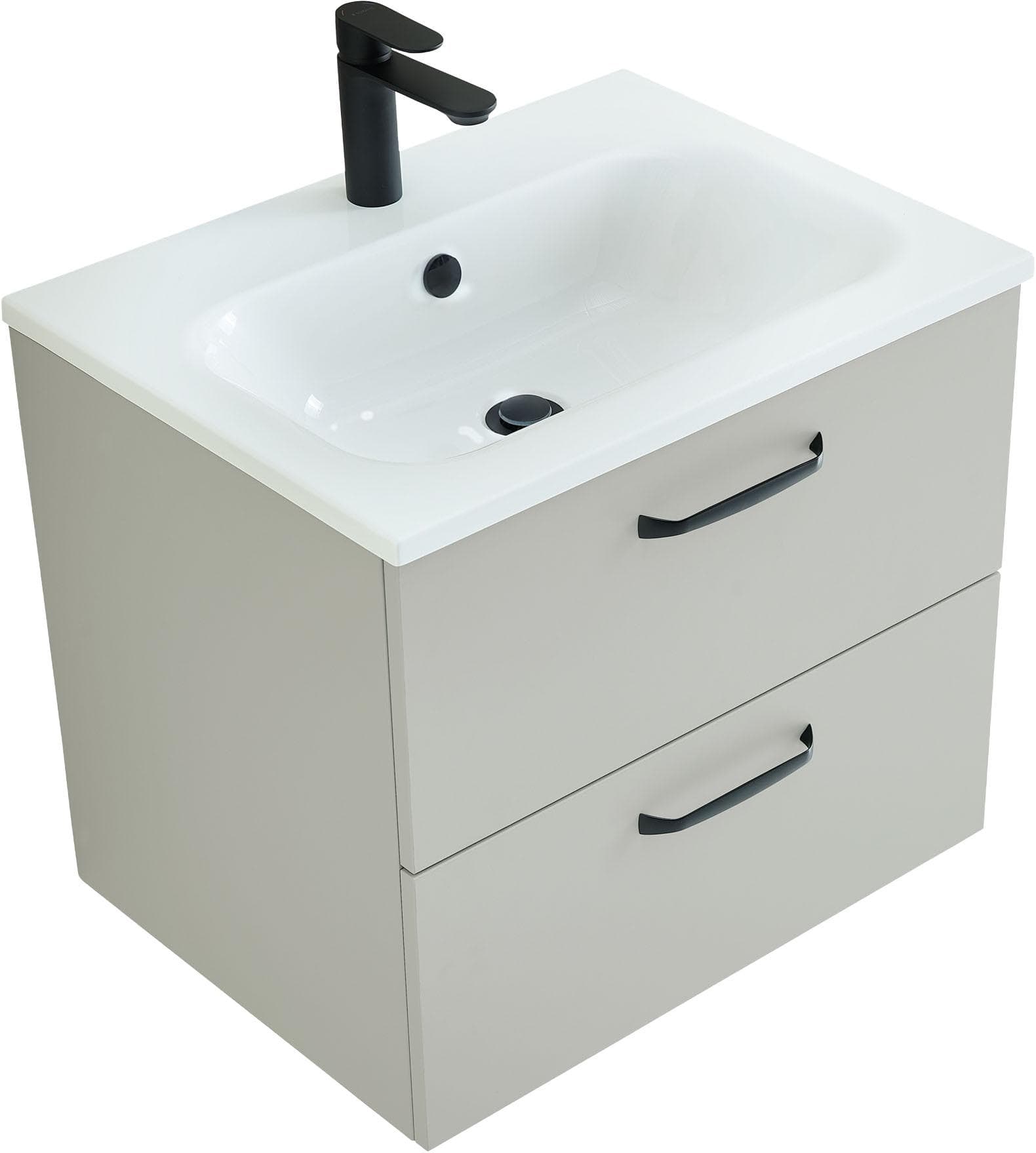 Badmöbel-Set SAPHIR Quickset 500 Waschtischunterschrank mit Mineralmarmorwaschtisch Kaschmir