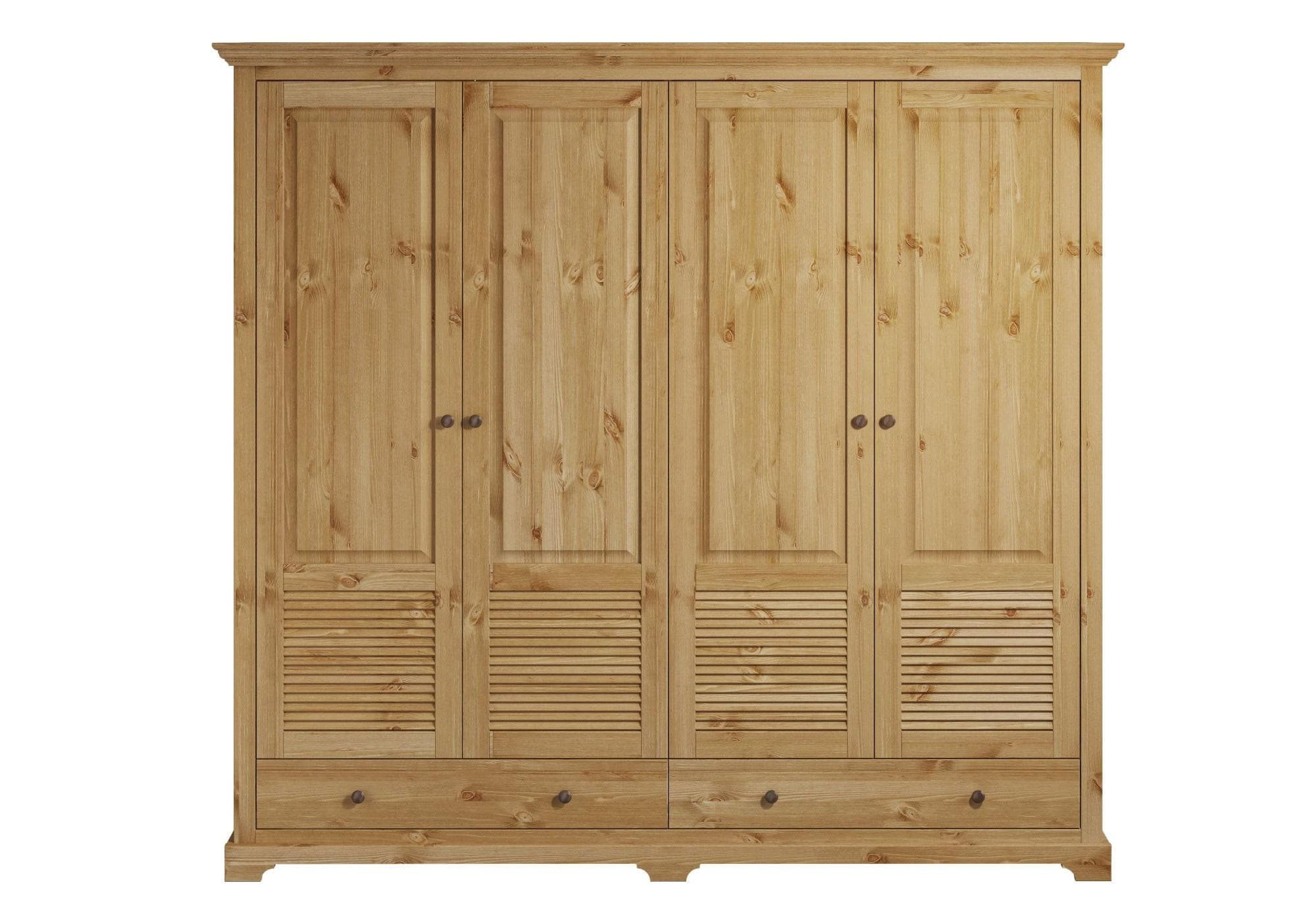 OTTO HOME Kleiderschrank Rauna Massivholz Kiefer 4-türig Natur