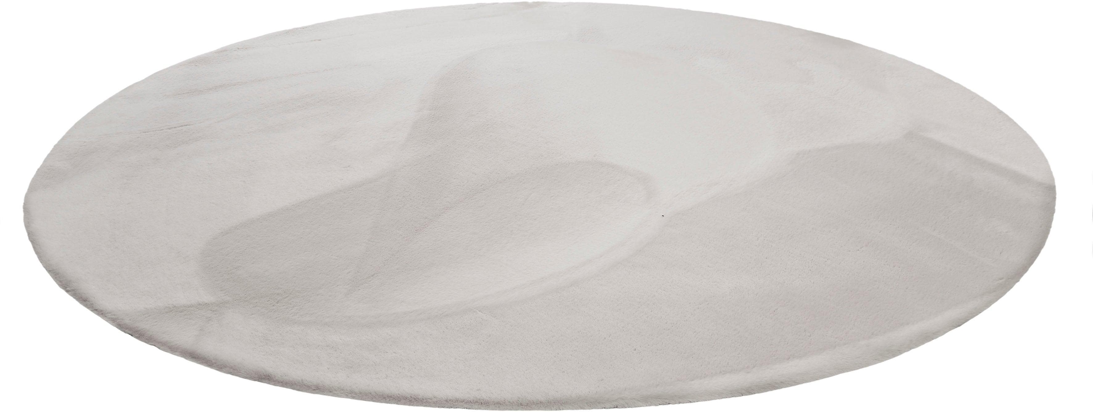 WECON HOME BASICS Hochflor-Teppich Anna Hellgrau Rund 100cm