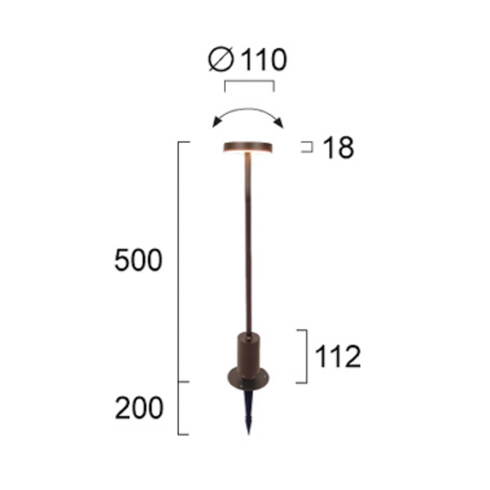 LED-Sockellampe Tango Rostbraun Metall Erdspieß