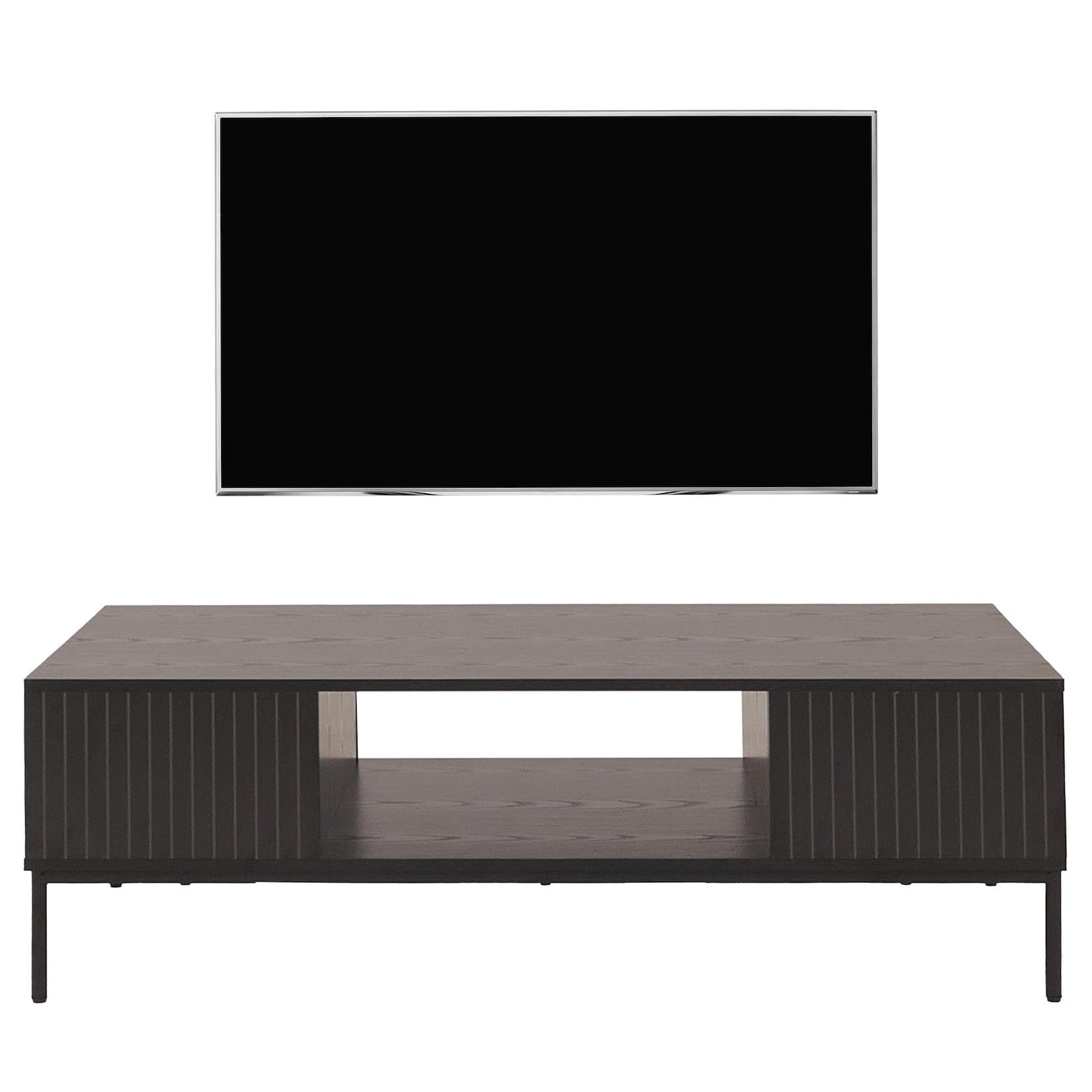 MCW TV-Rack MCW-O39 TV-Board Fernsehtisch Lowboard TV-Schrank Ablagefächer Melamin MDF Holzoptik Schwarz