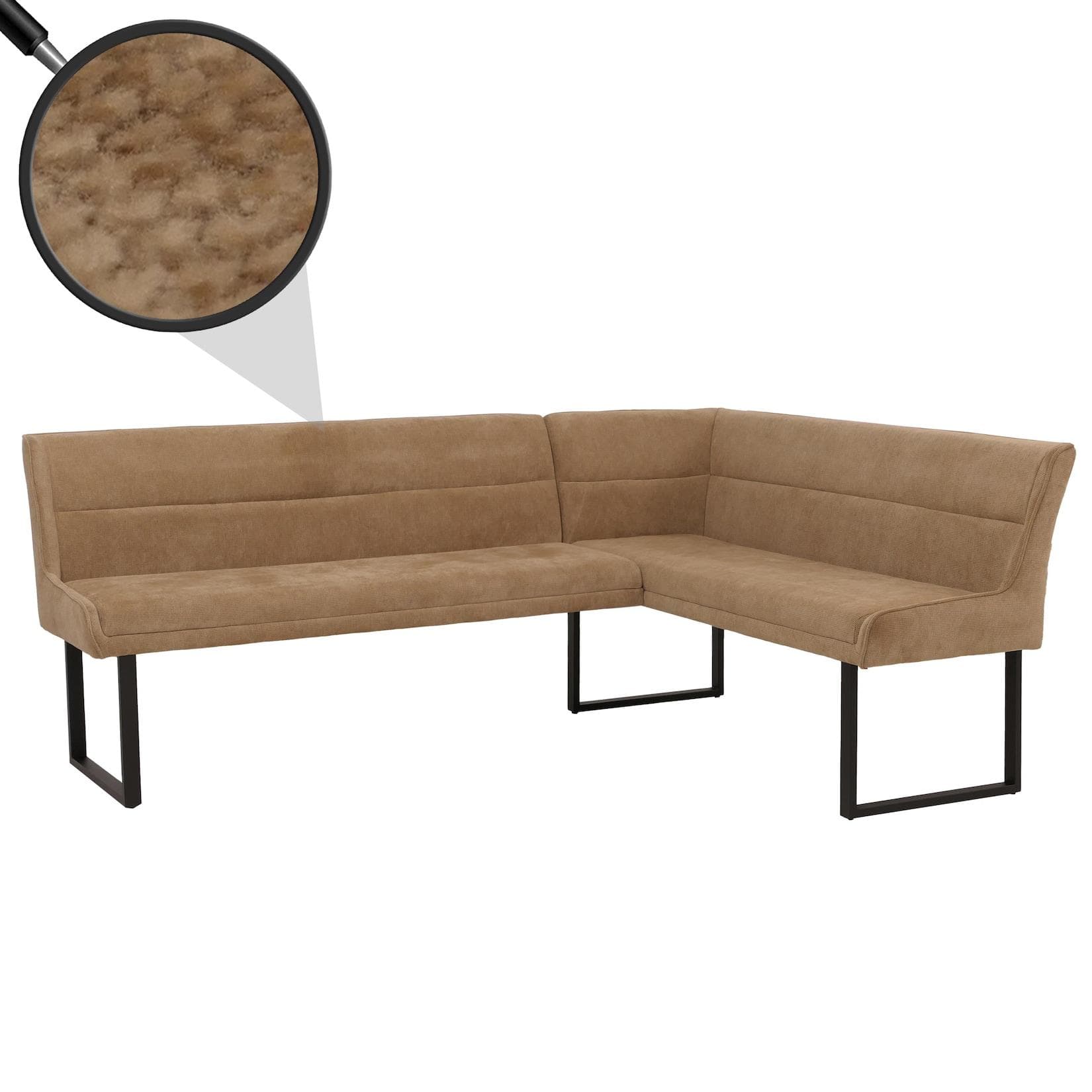 Eckbank MCW-O81 Esszimmerbank Bank Öko-Tex Chenille Stoff Metall