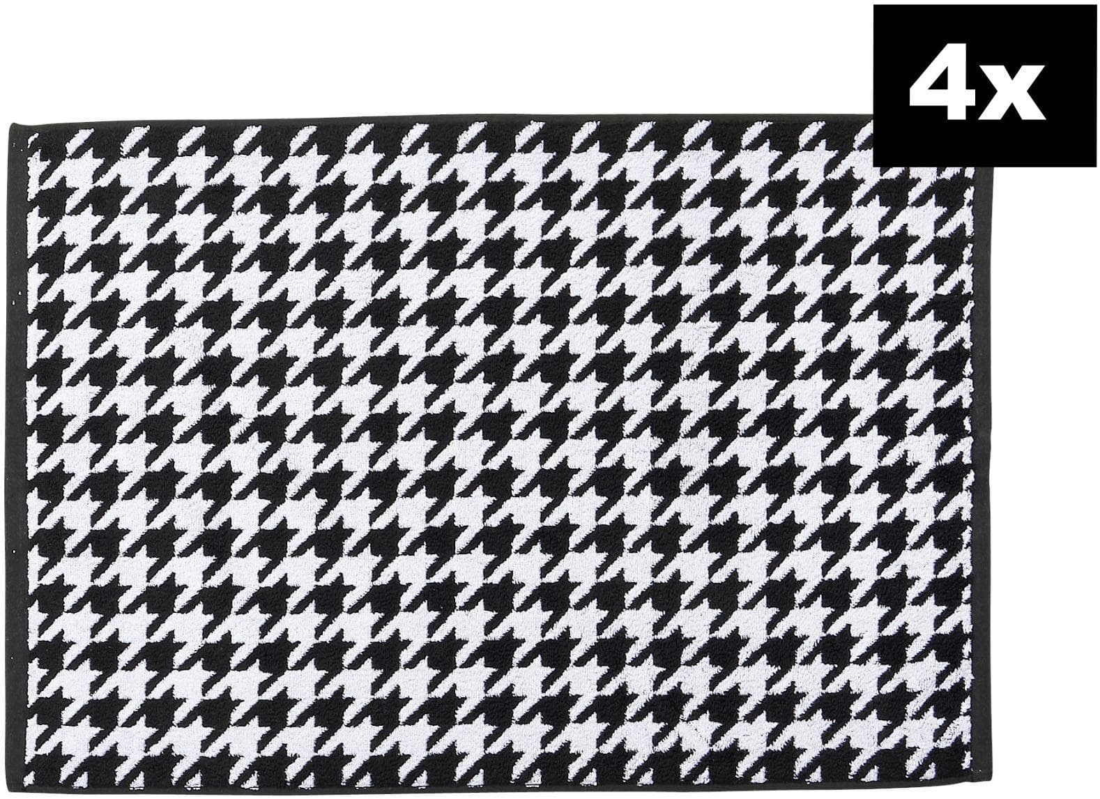 Jacquardgewebte Badematte aus Baumwolle, Schwarz