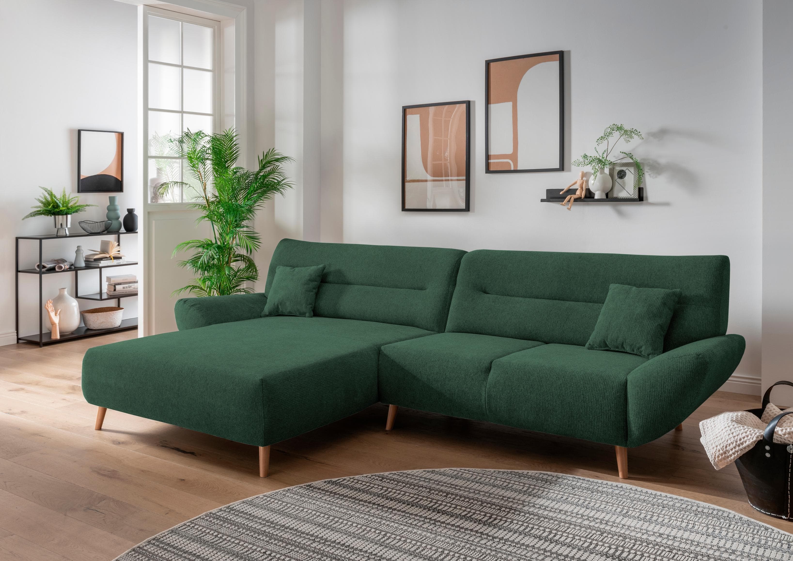 HOME AFFAIRE Ecksofa Drago L-Form Moosgrün Microfaser