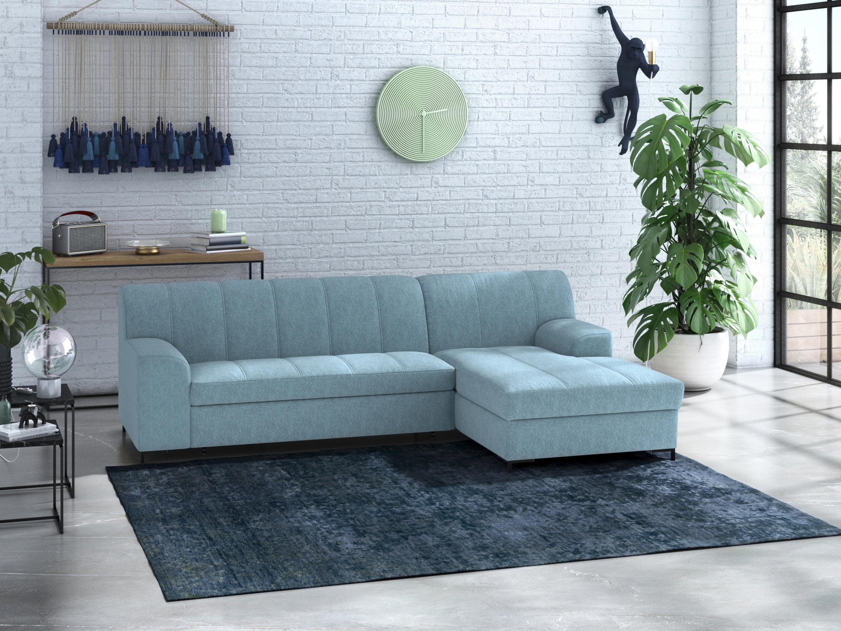 HOME AFFAIRE Ecksofa Balme L-Form Petrol mit Bettfunktion