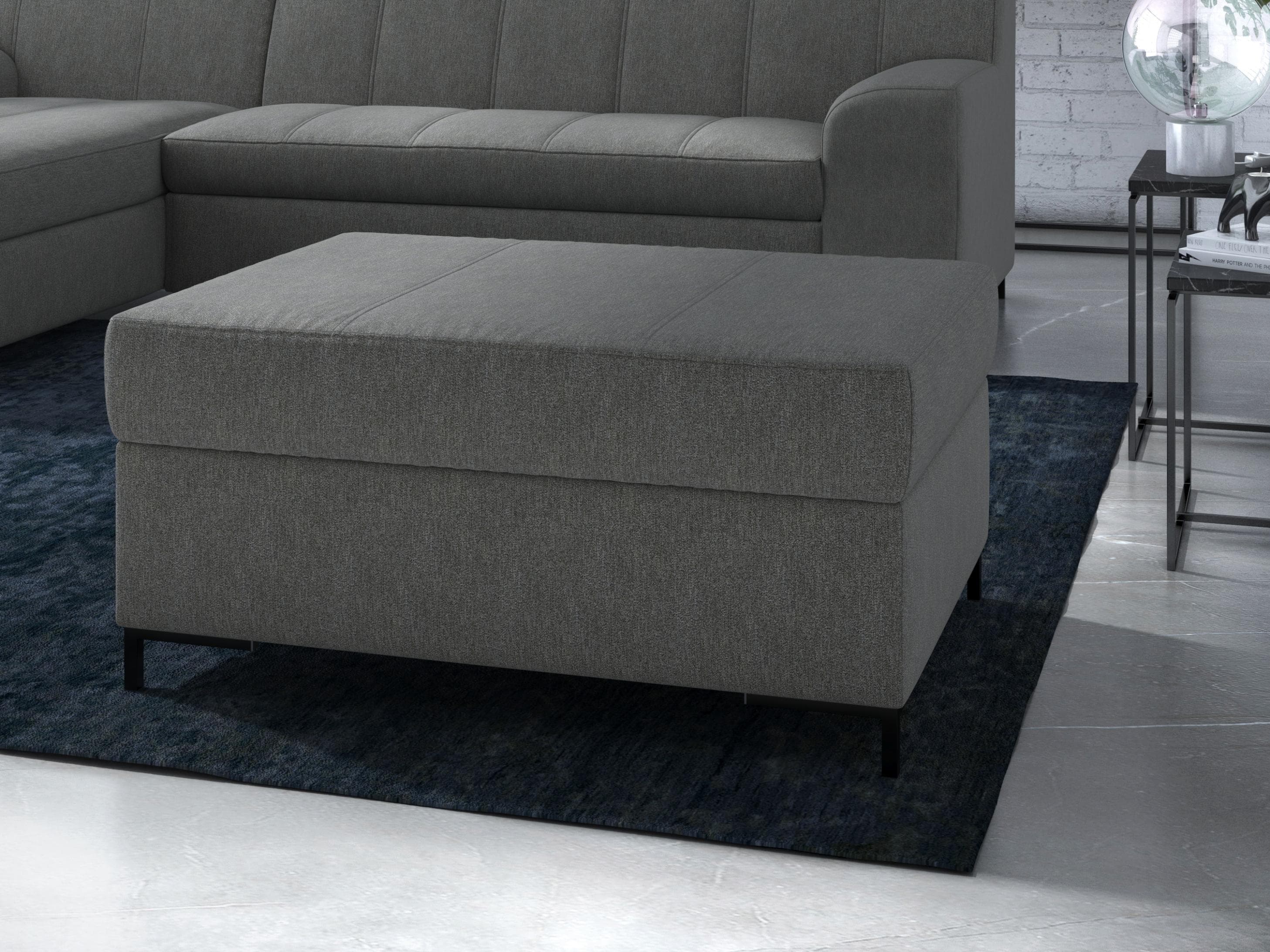 Home Affaire Polsterhocker Balme Grau Luxus-Microfaser