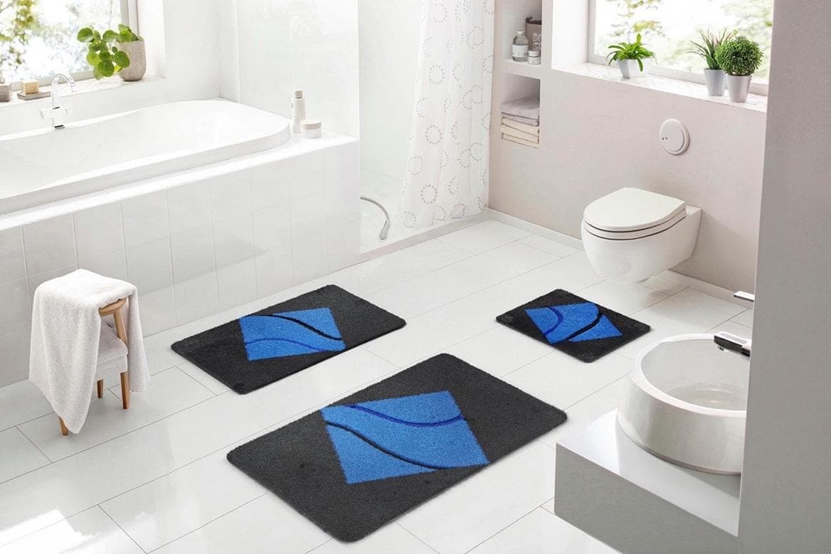 Badematte BATEX Nima Blau Polyacryl Hoch-Tief-Struktur