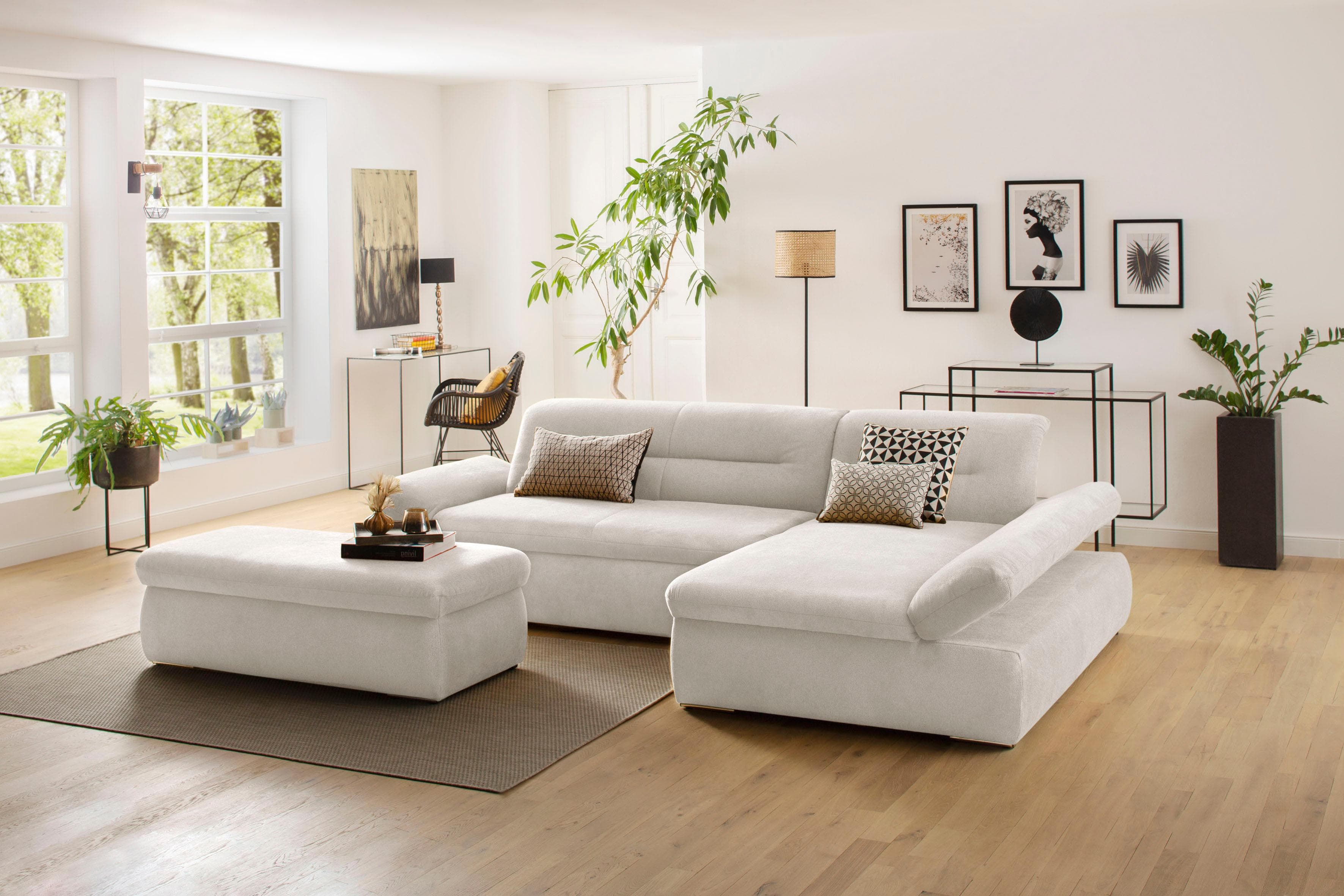 HOME AFFAIRE Ecksofa Avesa L-Form Beige mit Schlaffunktion