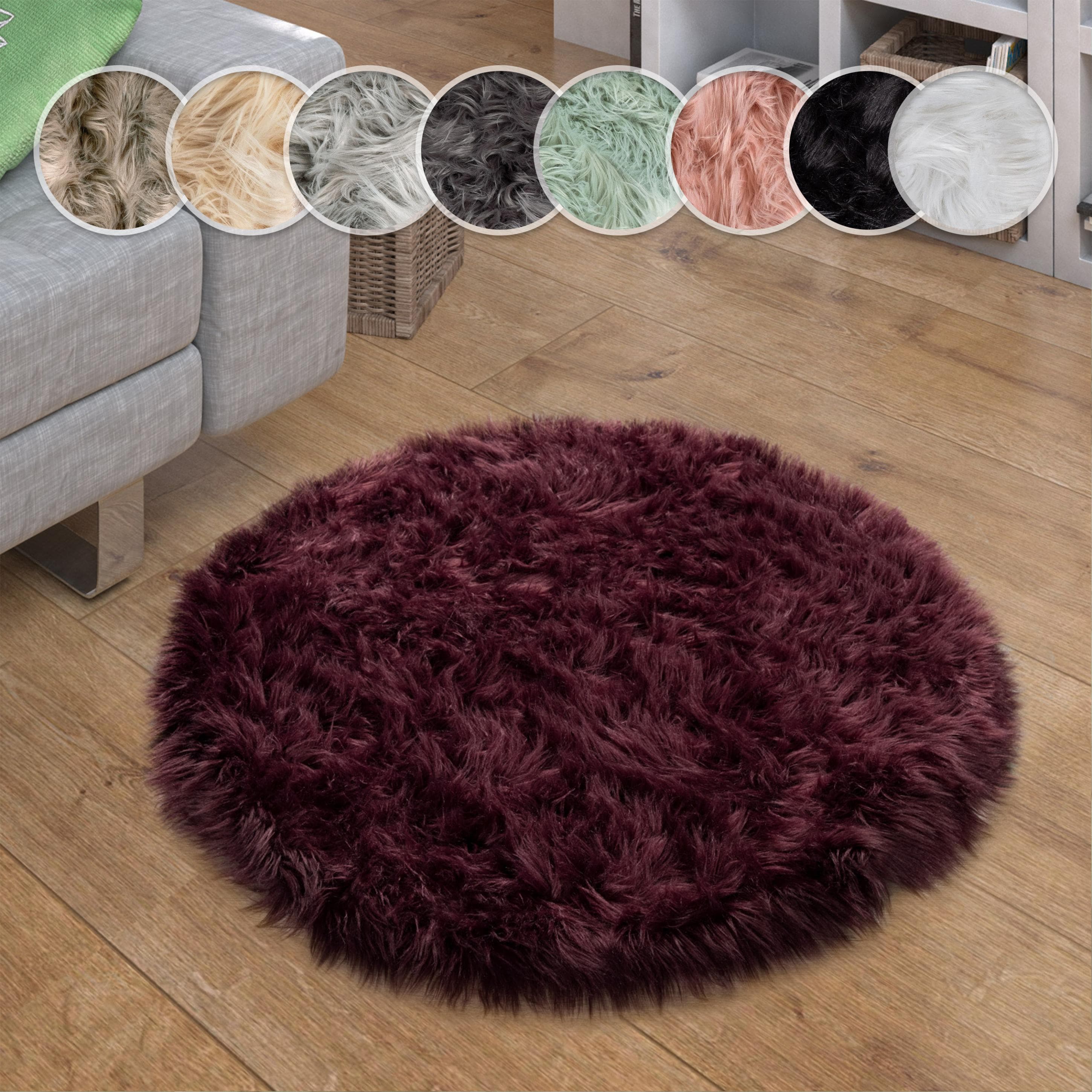 PACO HOME Fellteppich Playa 960 Lila Hochflor Kunstfell