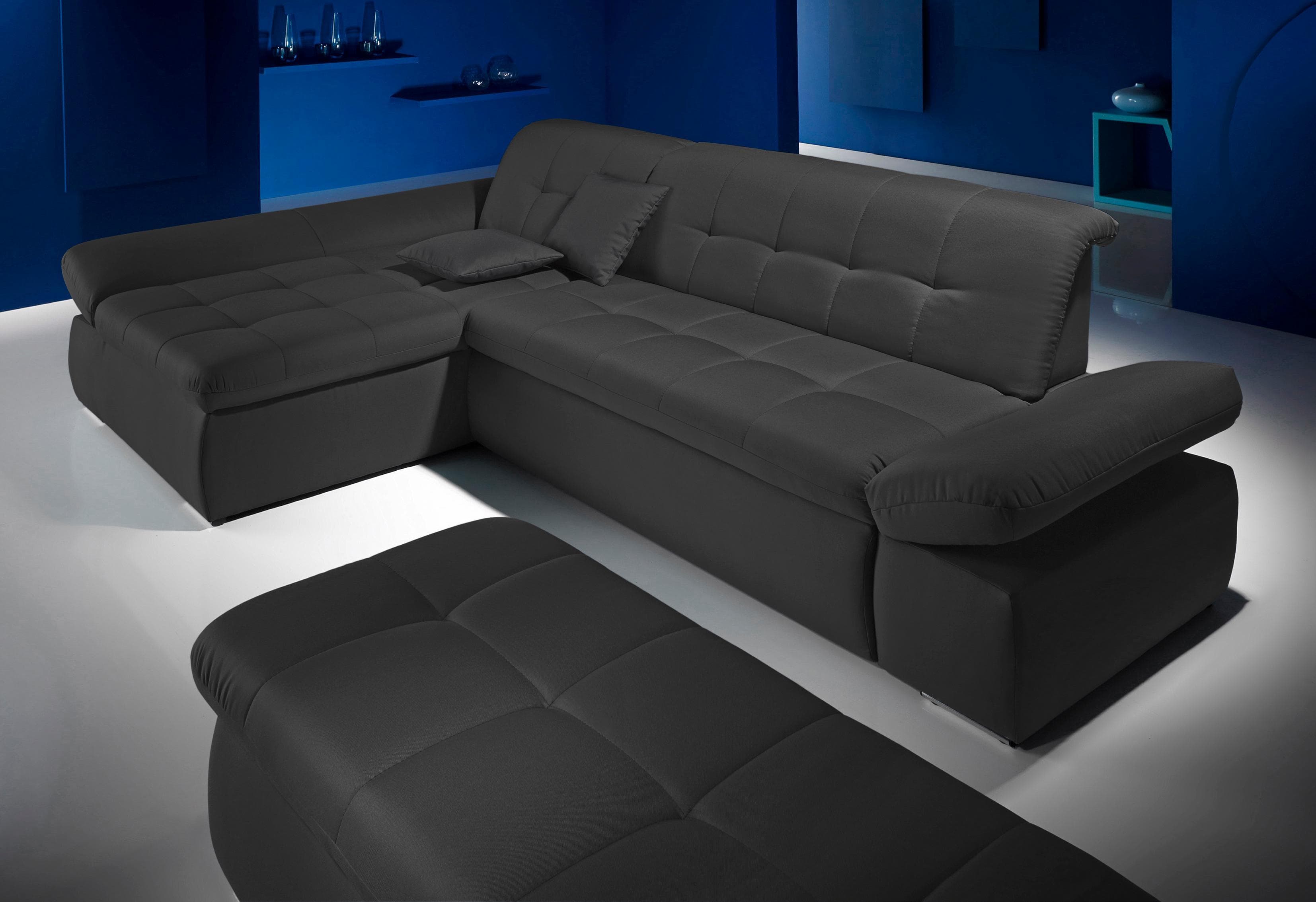 HOME AFFAIRE Ecksofa ESRA Grau mit Bettfunktion