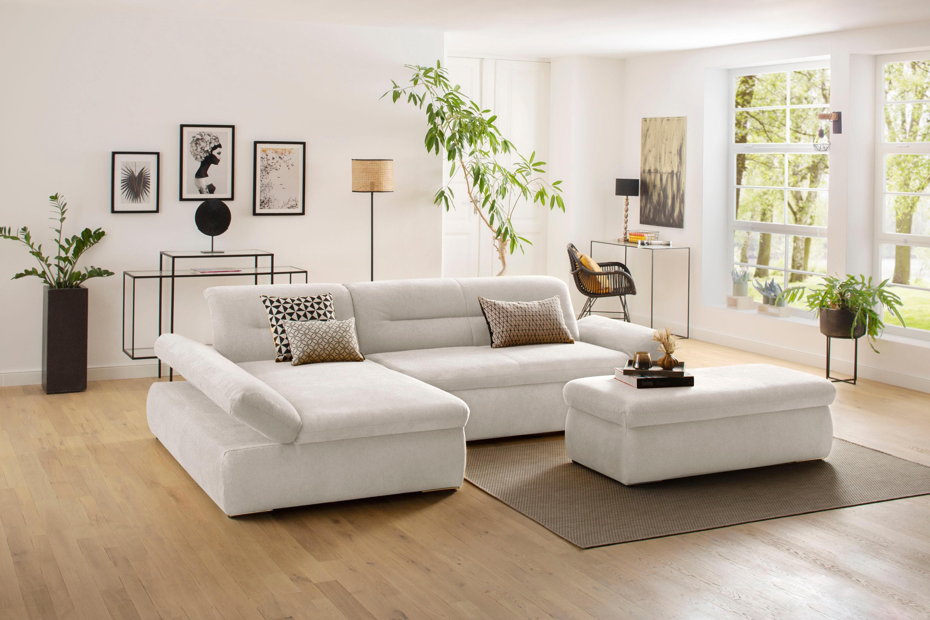 HOME AFFAIRE Ecksofa Avesa L-Form Beige mit Schlaffunktion