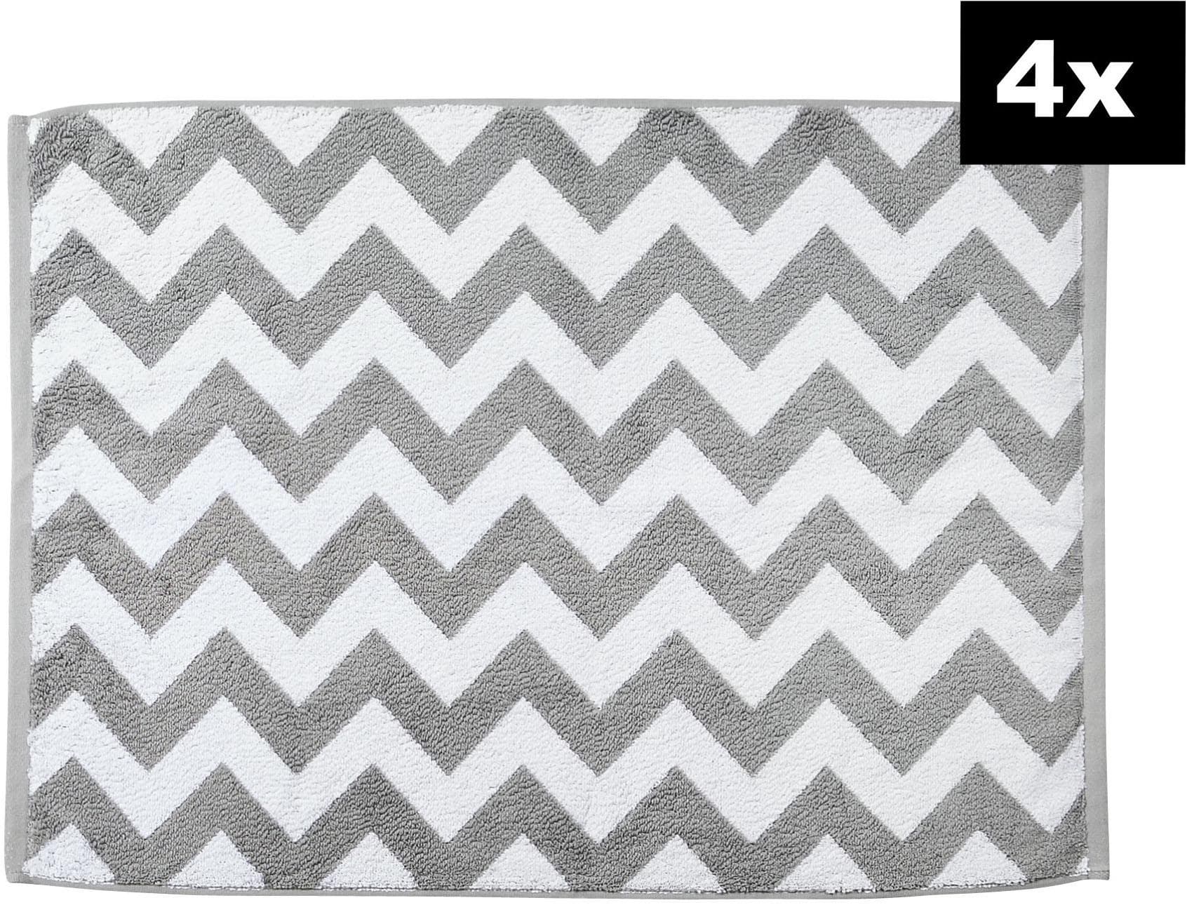 done. Badematte DAILY SHAPES ZickZack 4er-Set Silber Jacquardgewebt