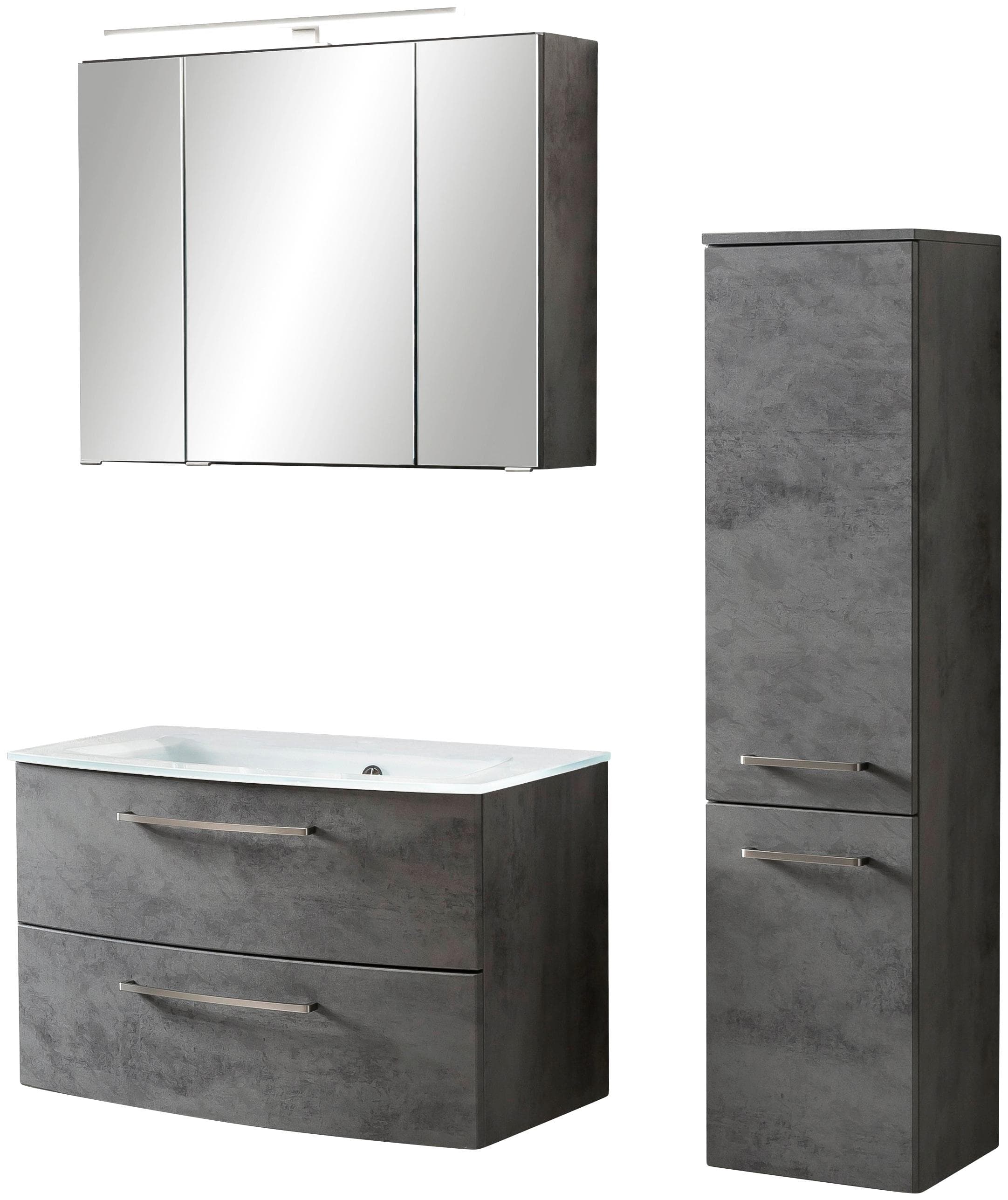 Modernes Badezimmer-Set aus Kastenmöbel und Waschtisch