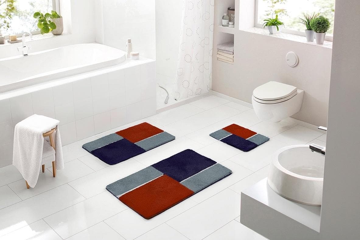BATEX Badematte Enema Rot-Blau Geometrisch