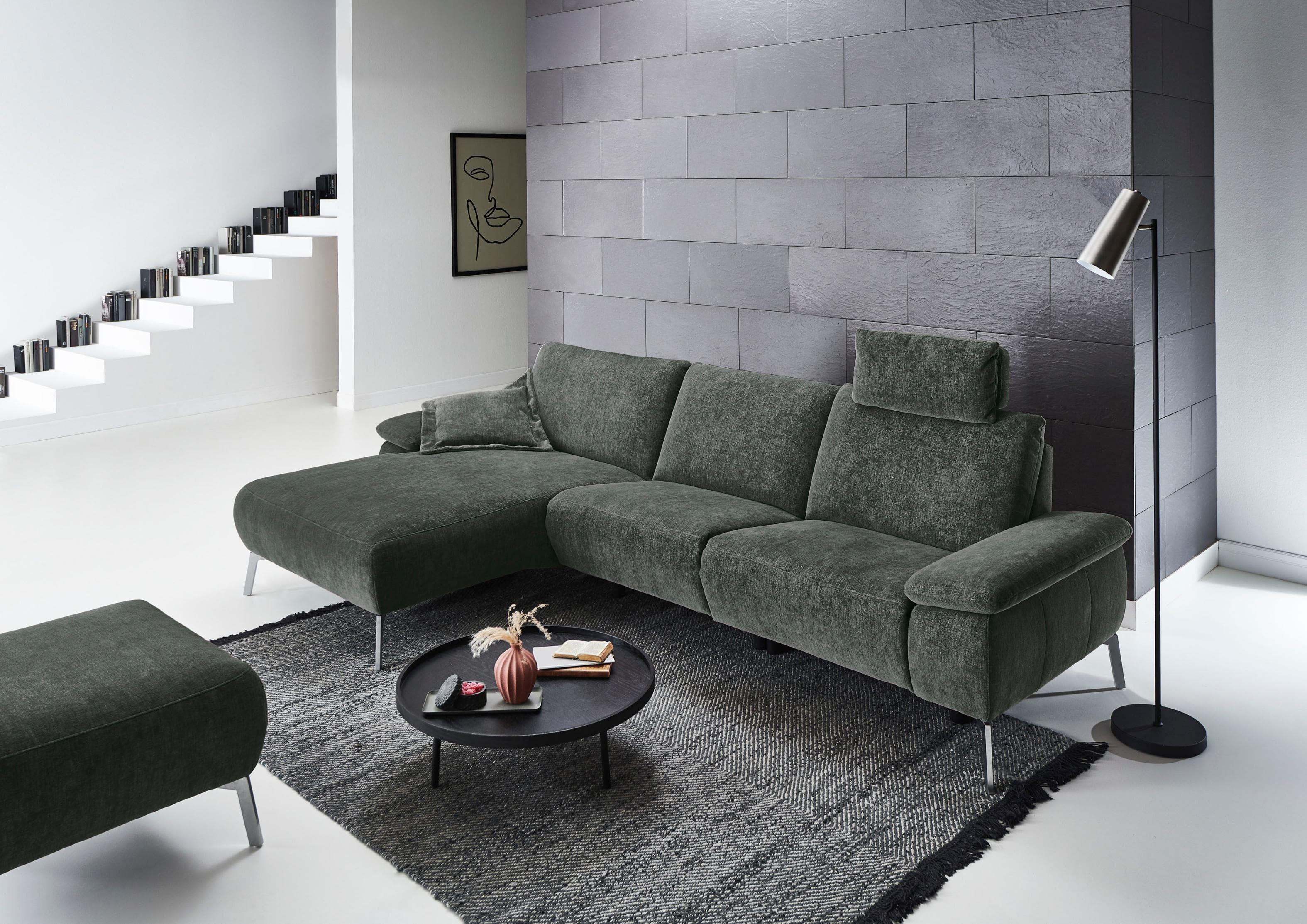HOME AFFAIRE Ecksofa Bellini L-Form Relaxfunktion Graphit Chenille