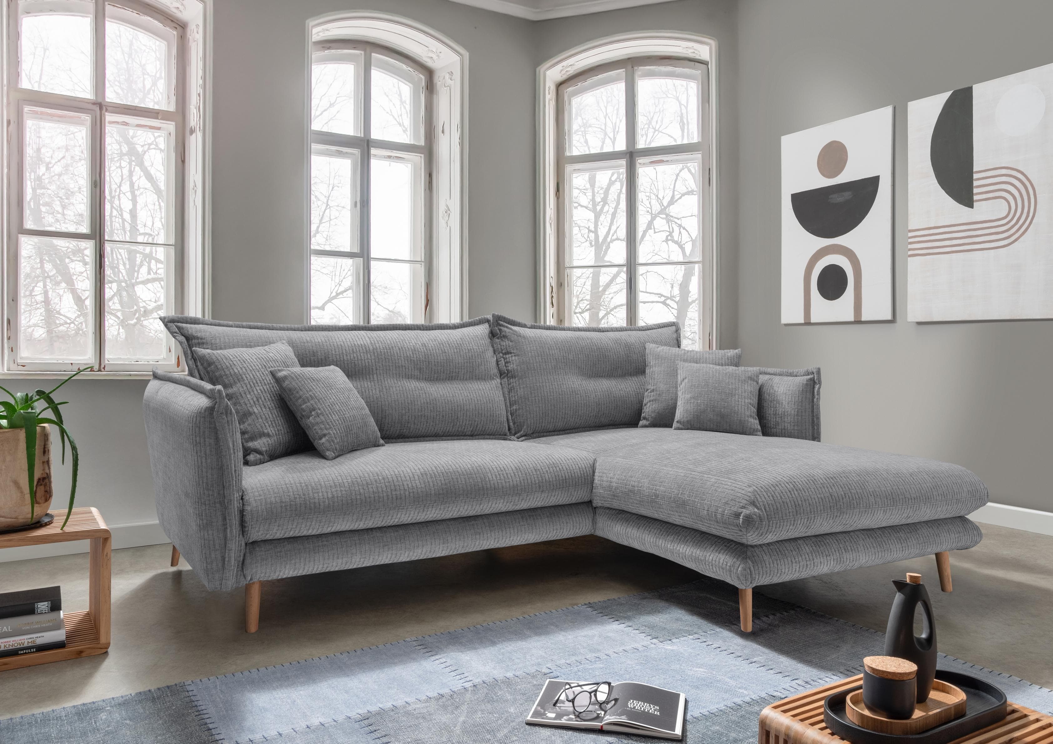 Home Affaire Ecksofa Lazio Grau Modern mit Recamiere