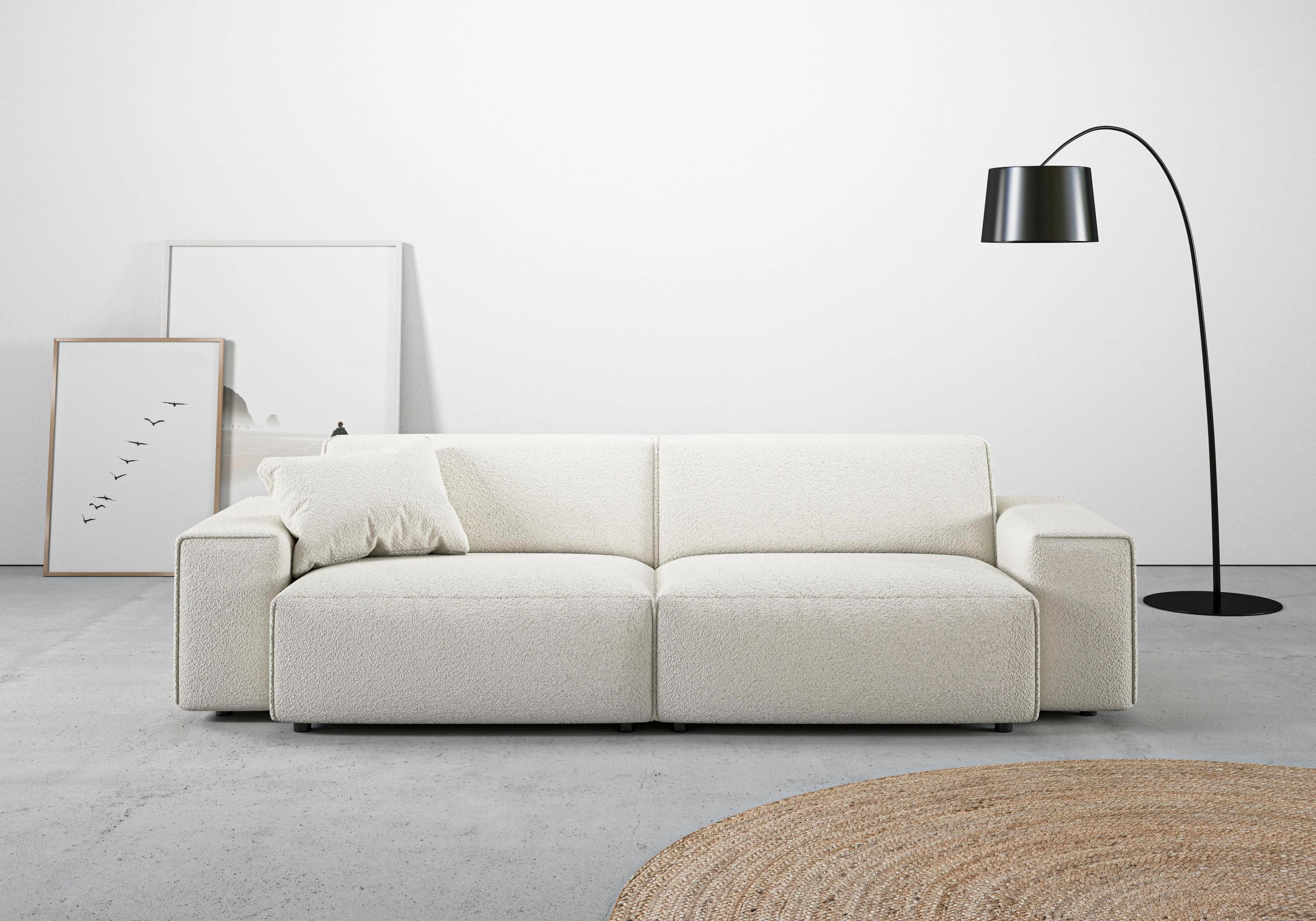 Home Affaire Big-Sofa Glimminge Weiß Bouclé mit Zierkissen