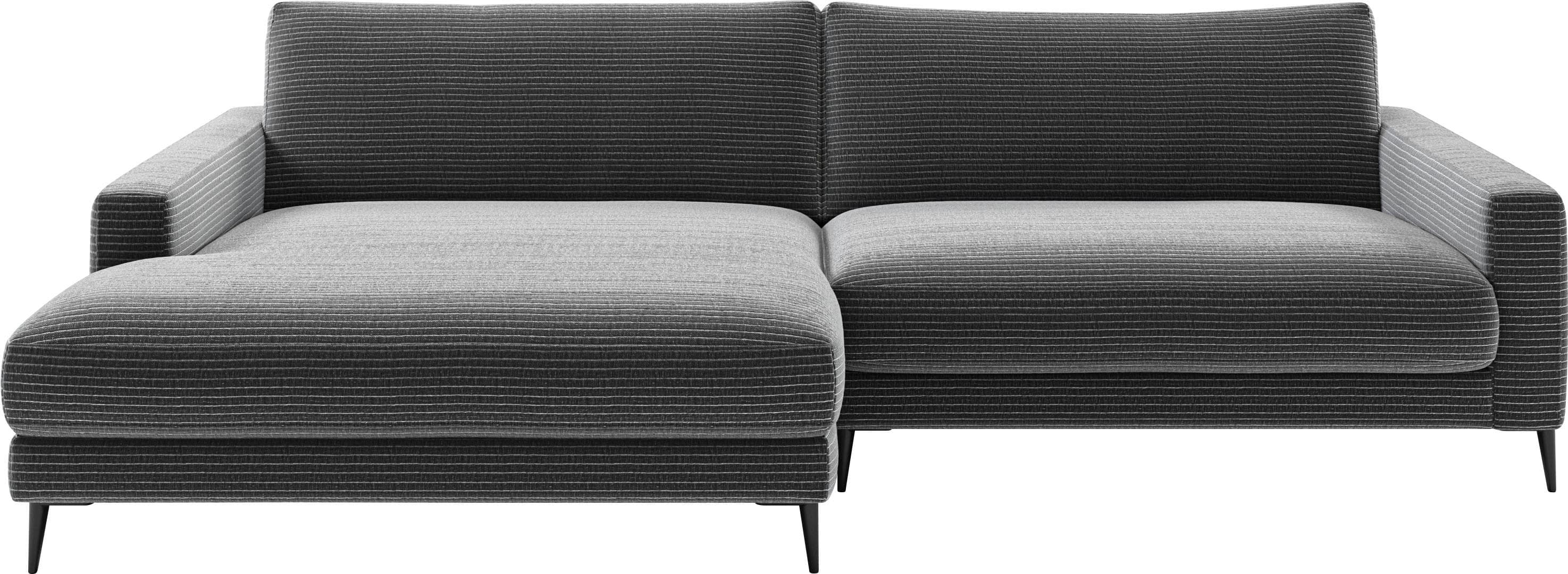 HOME AFFAIRE Downtown Ecksofa L-Form Anthrazit mit Recamiere