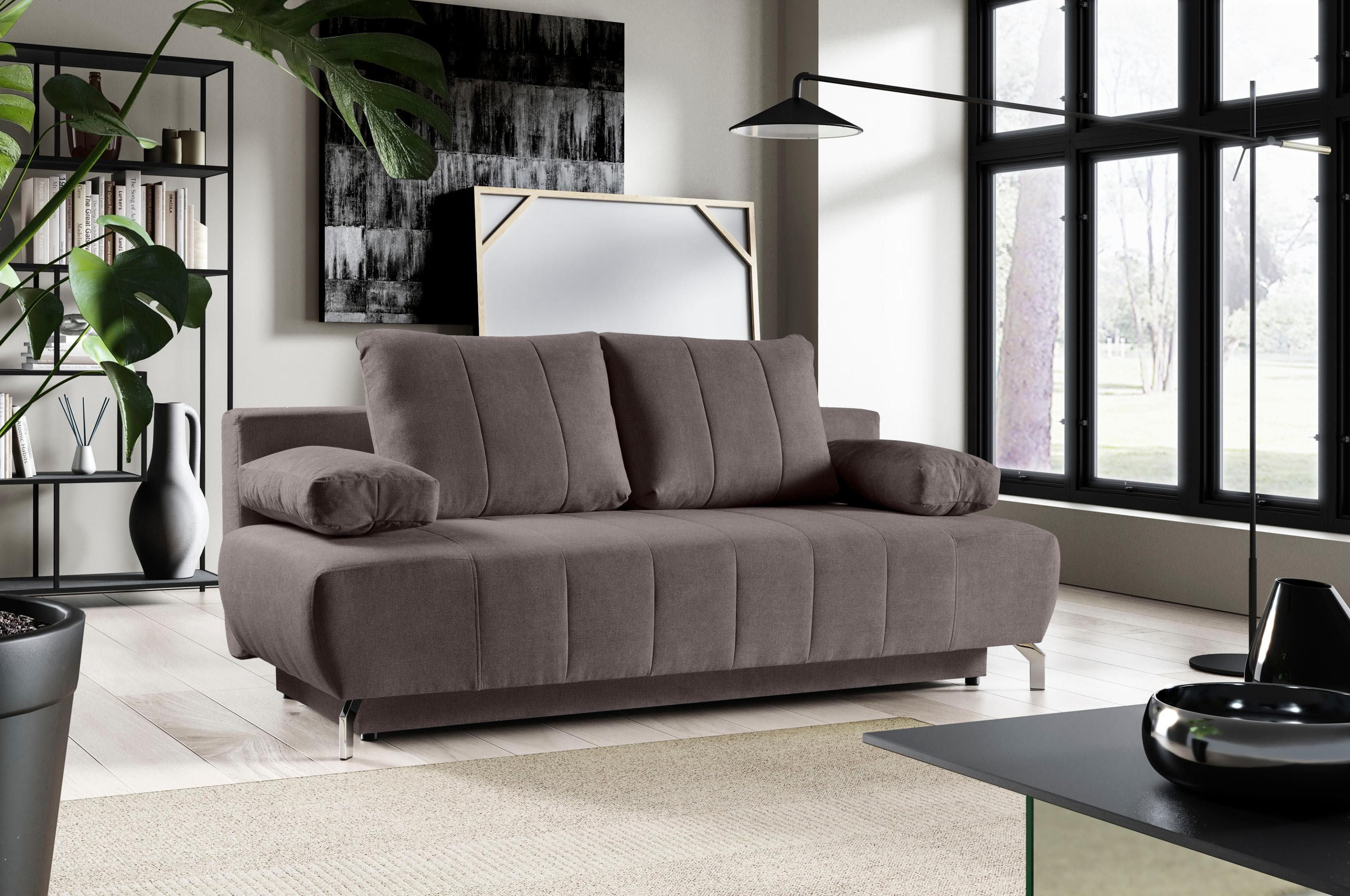 Schlafsofa WERK2 Troya mit Bettkasten und Schlaffunktion - Braun