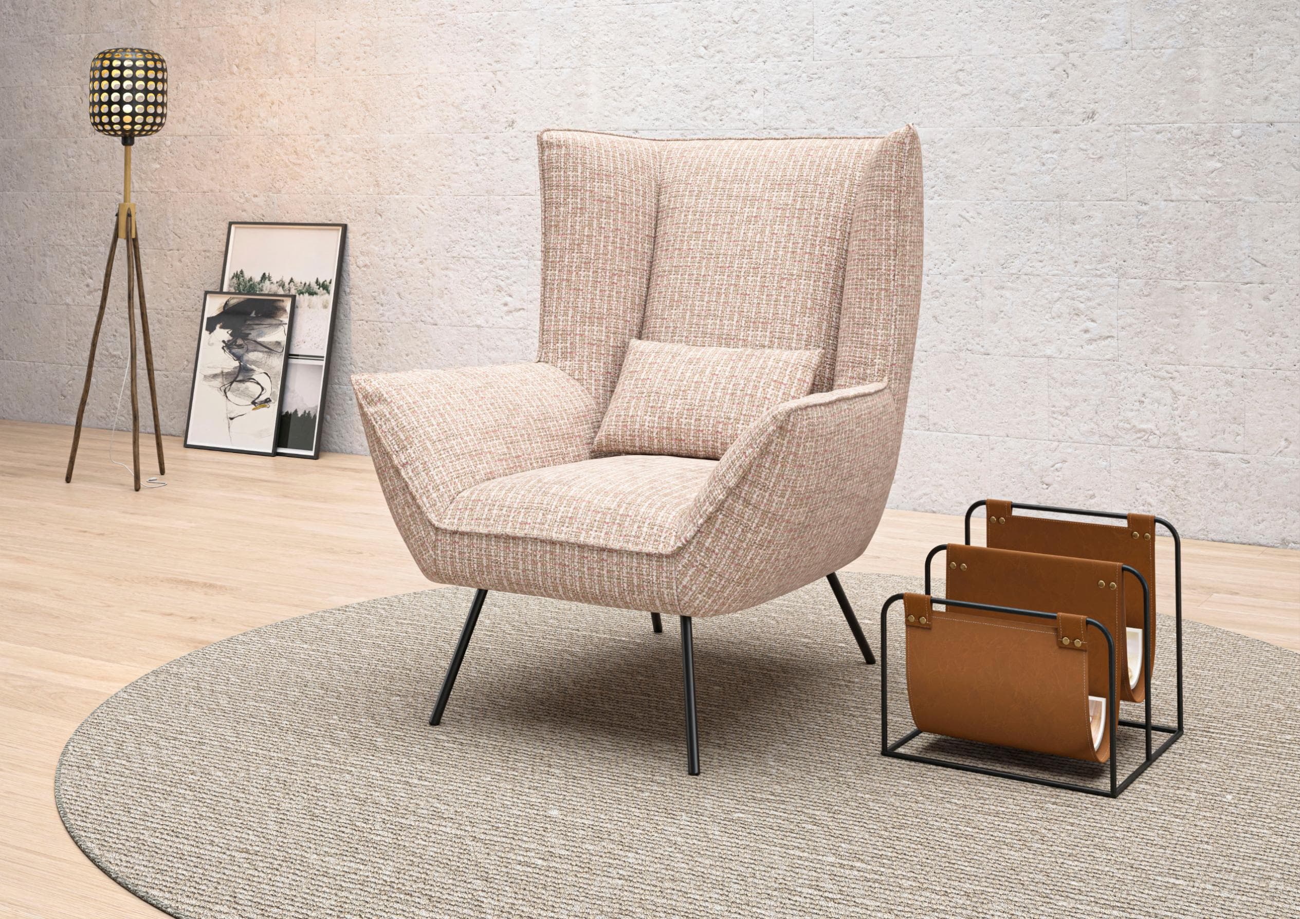 HOME AFFAIRE Kilrea Relaxsessel Ohrensessel Rosa Chenille