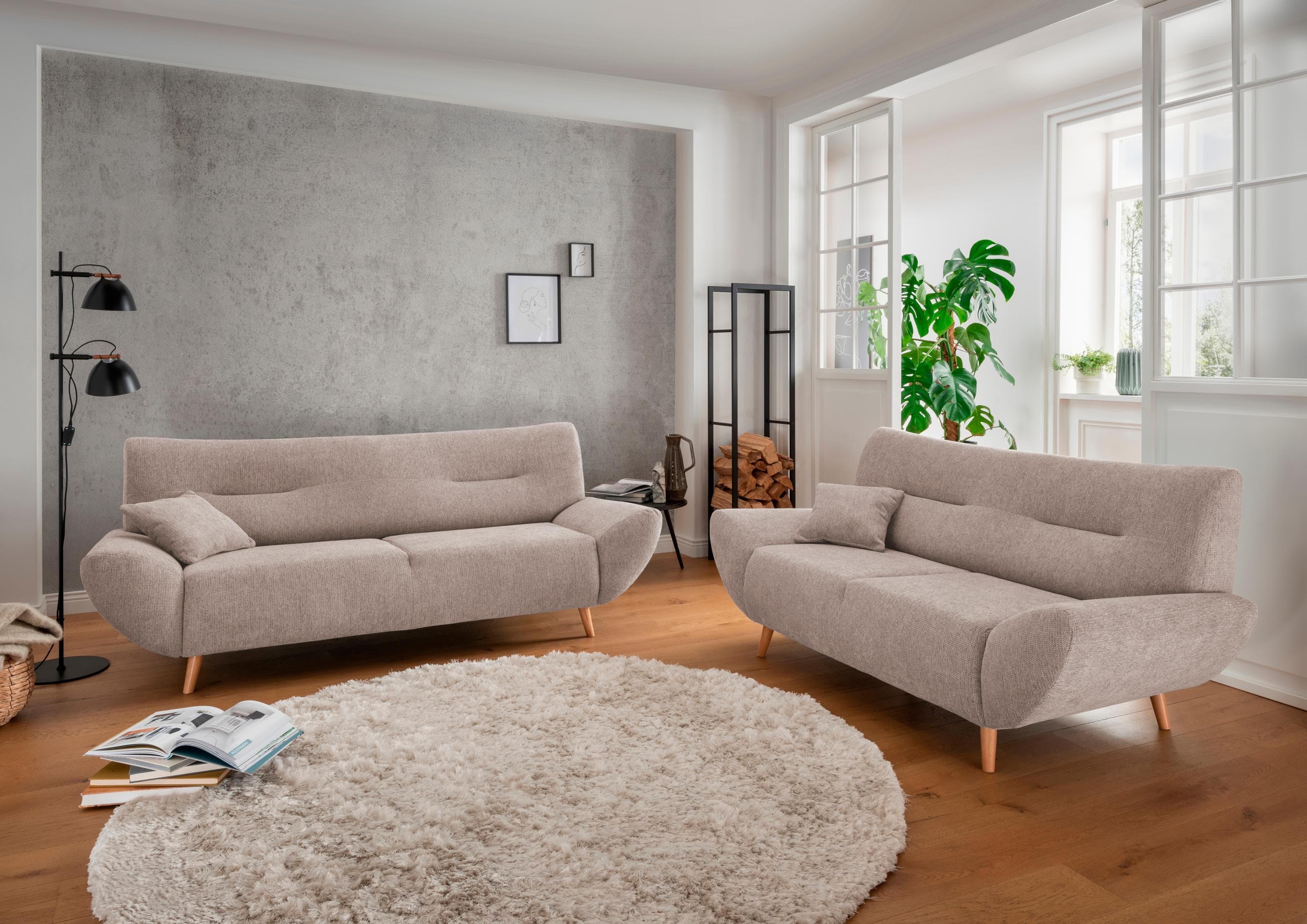HOME AFFAIRE Polstergarnitur Drago Beige 3-Sitzer & 2-Sitzer Set