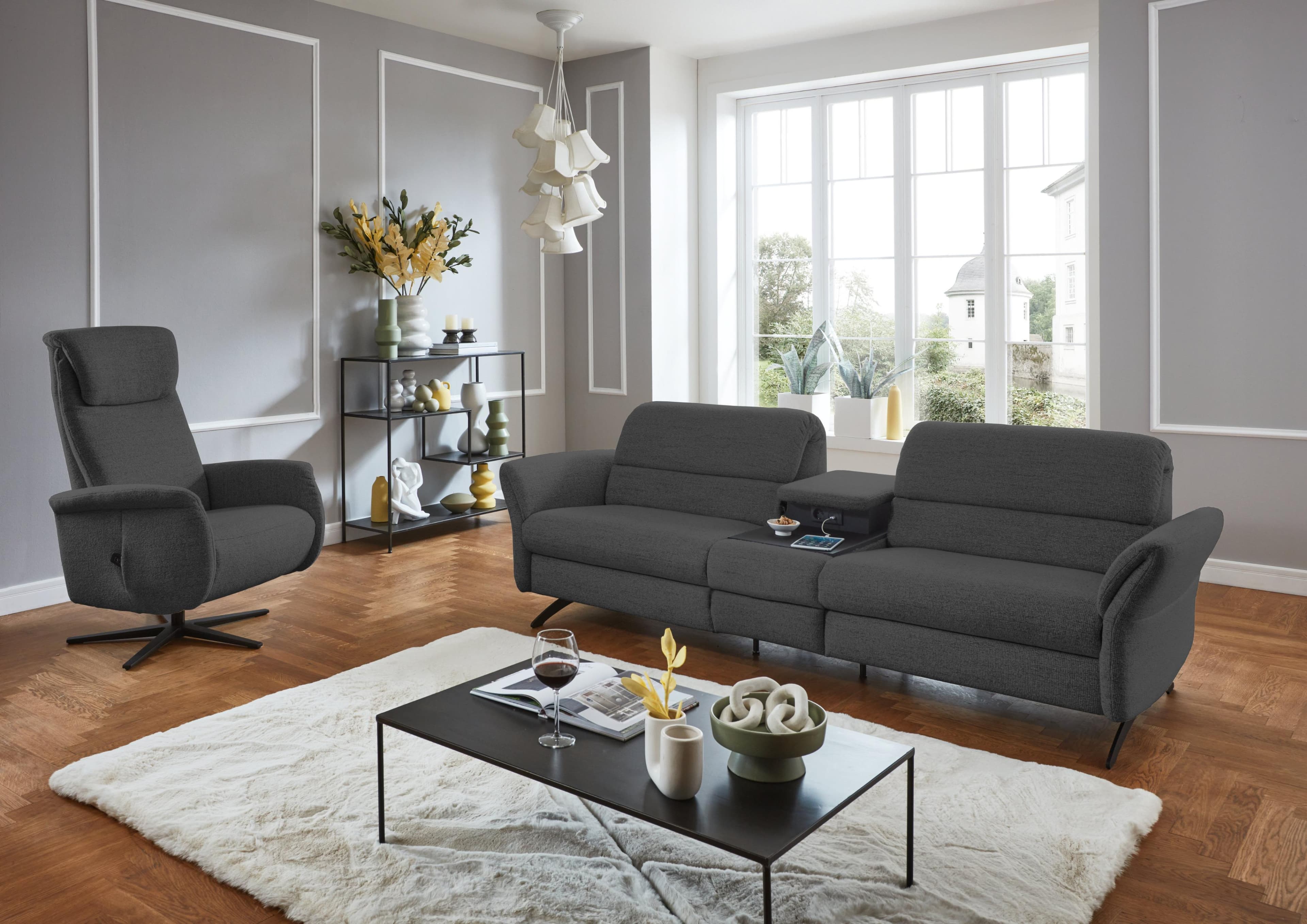 Home Affaire 3-Sitzer Sofa Bellaria Grau Motorisch Relax
