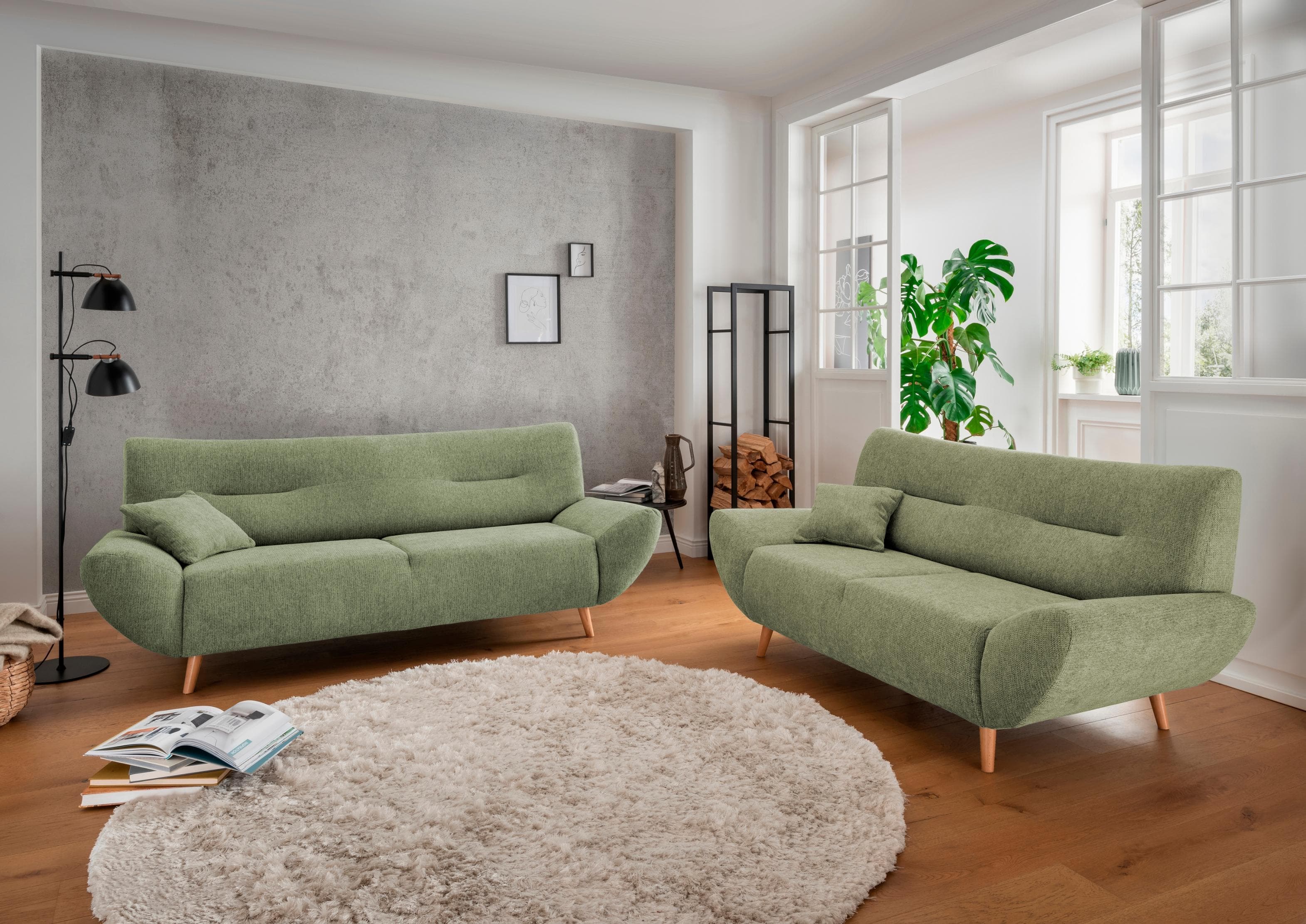 Elegantes 2-teiliges Sofa-Set aus hochwertigen Stoffen