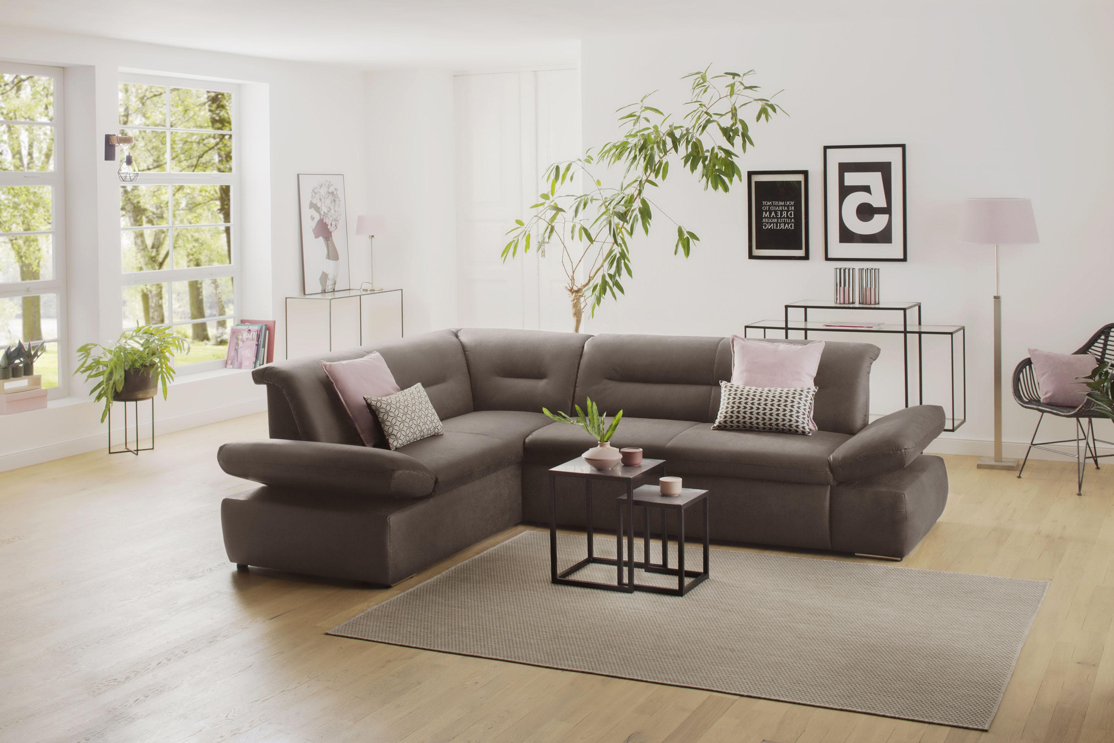 HOME AFFAIRE Ecksofa Avesa L-Form Dunkelbraun mit Bettfunktion