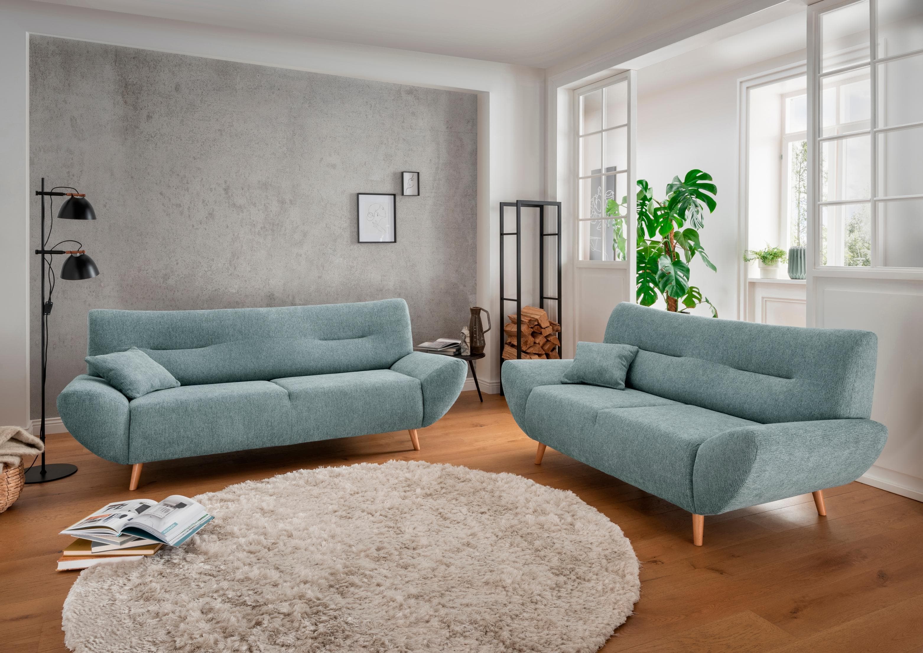 Elegantes 2-teiliges Sofa-Set aus hochwertigen Stoffen
