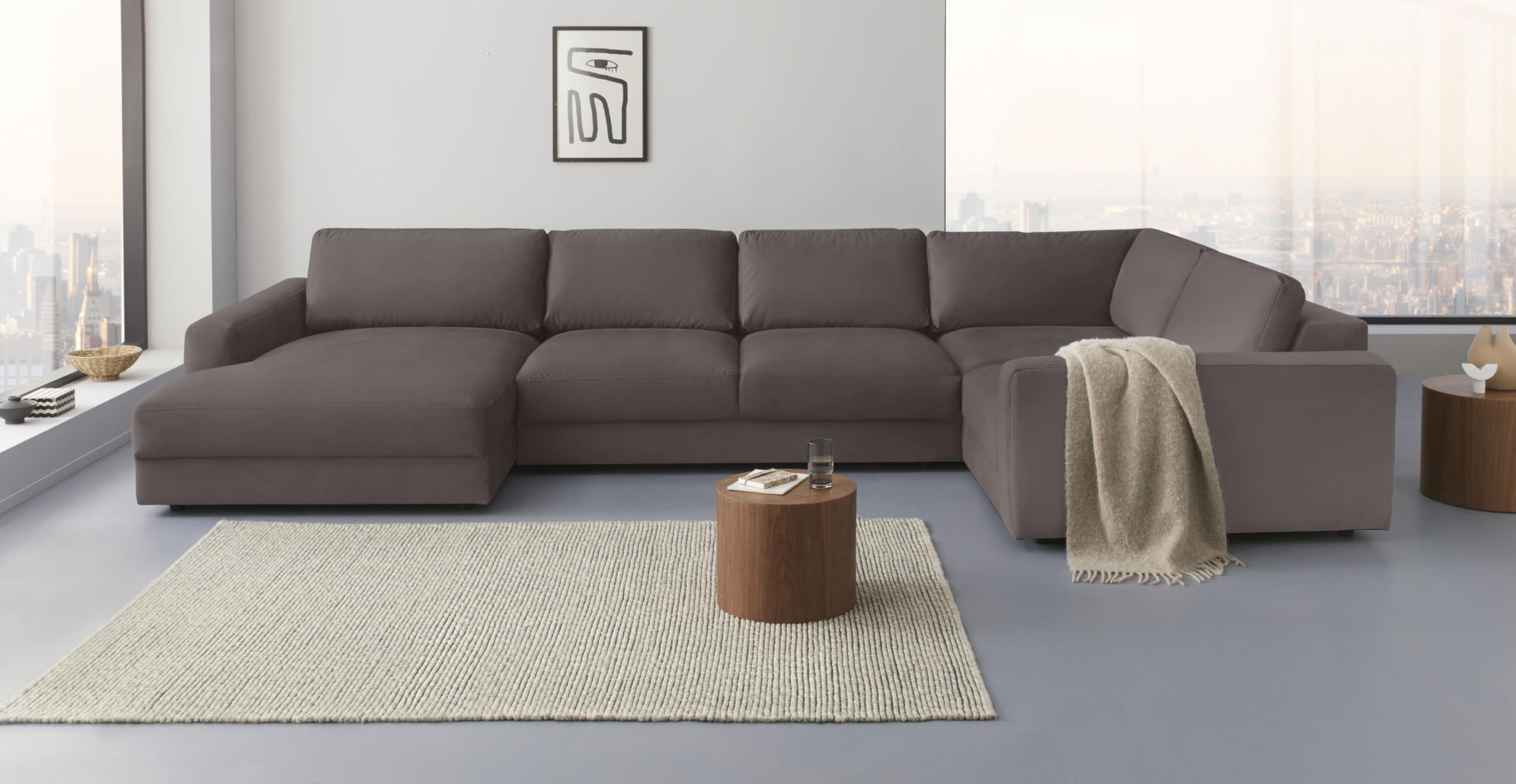 Wohnlandschaft im Landhausstil, grau (taupe), 100% Polyester